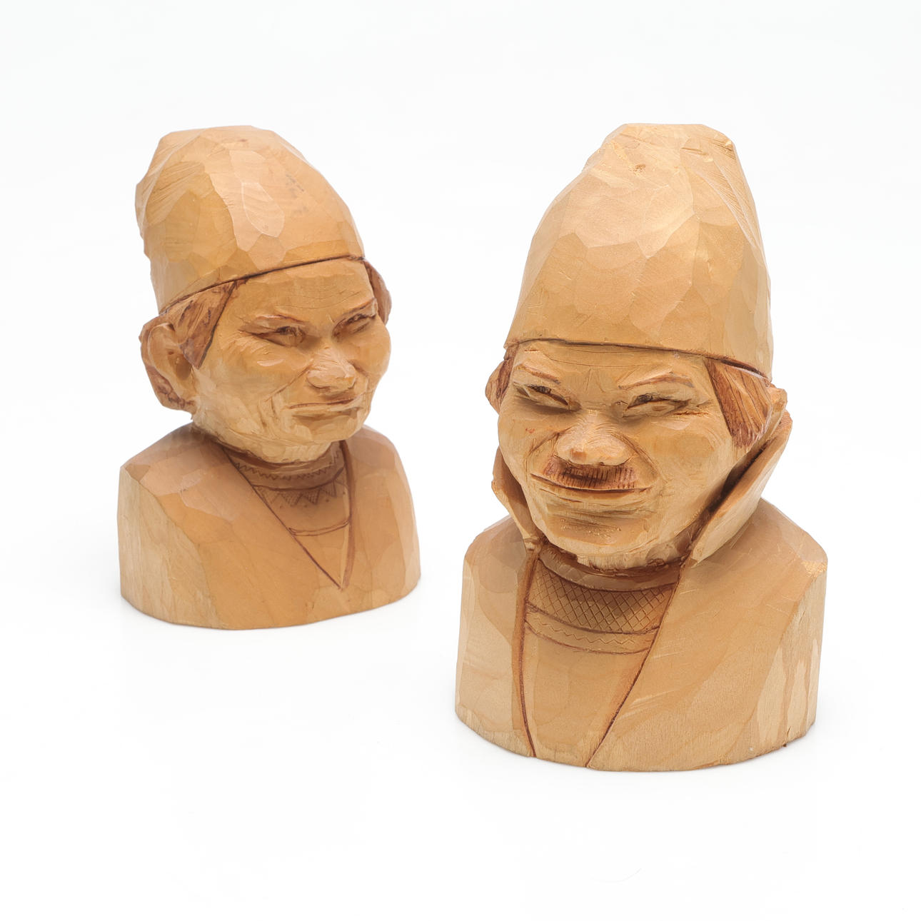 BENGT FRANSSON. busts, 2 pieces, patch gum and patchwork.