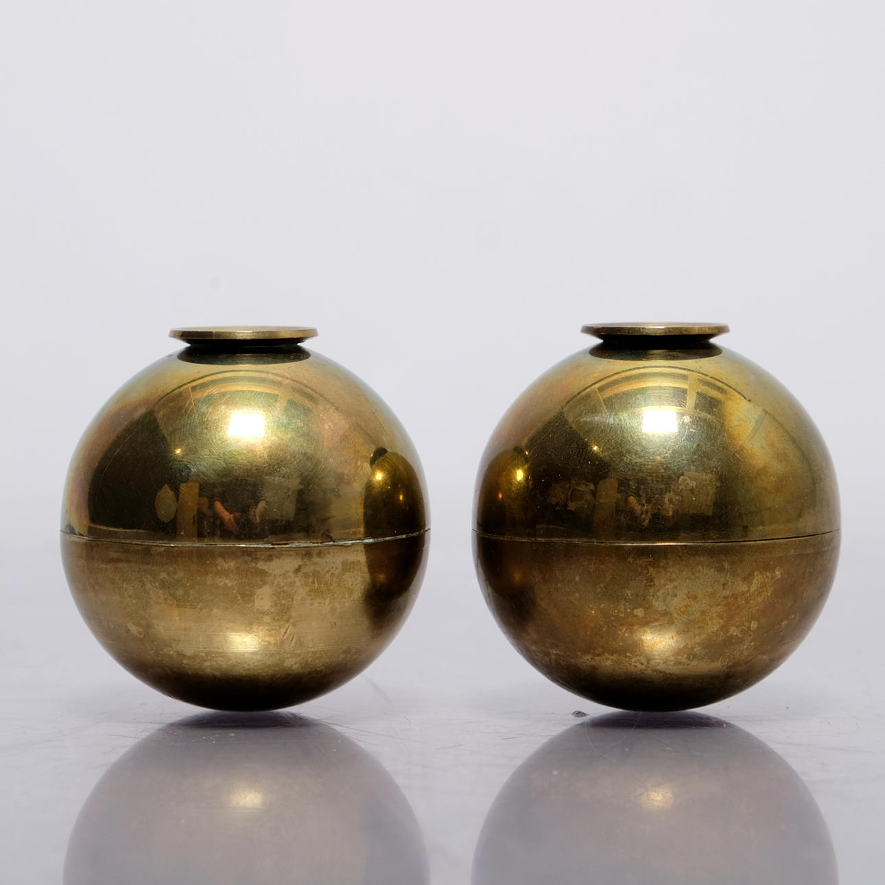 PIERRE FORSELL. Candlesticks, A pair, Brass, Skultuna, Signed.