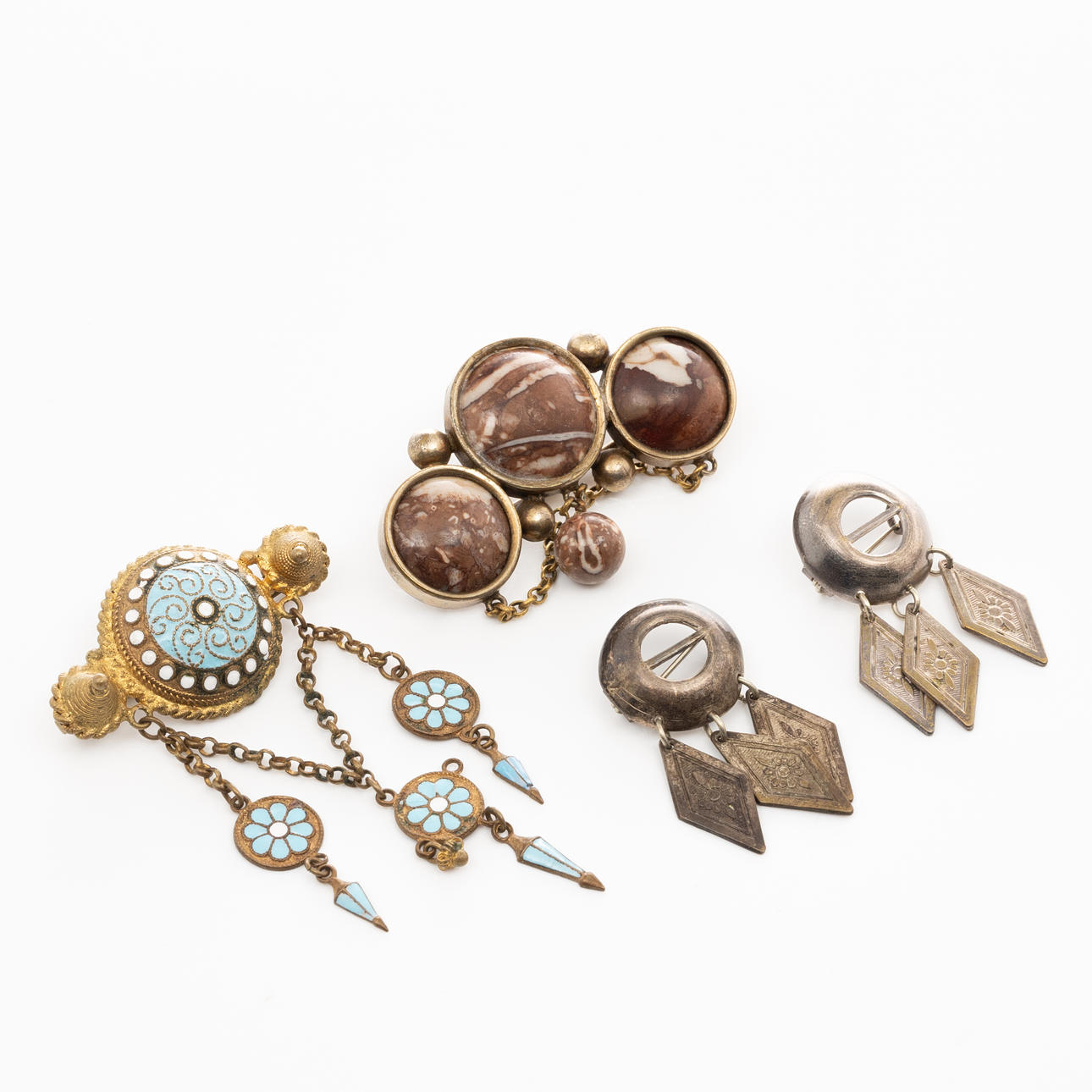 BROOCHES, 4 pcs, Allmoge, Silver.