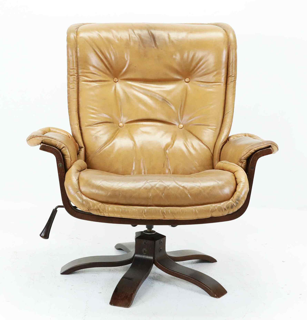 An armchair, spinning model, leather, 1970s.
