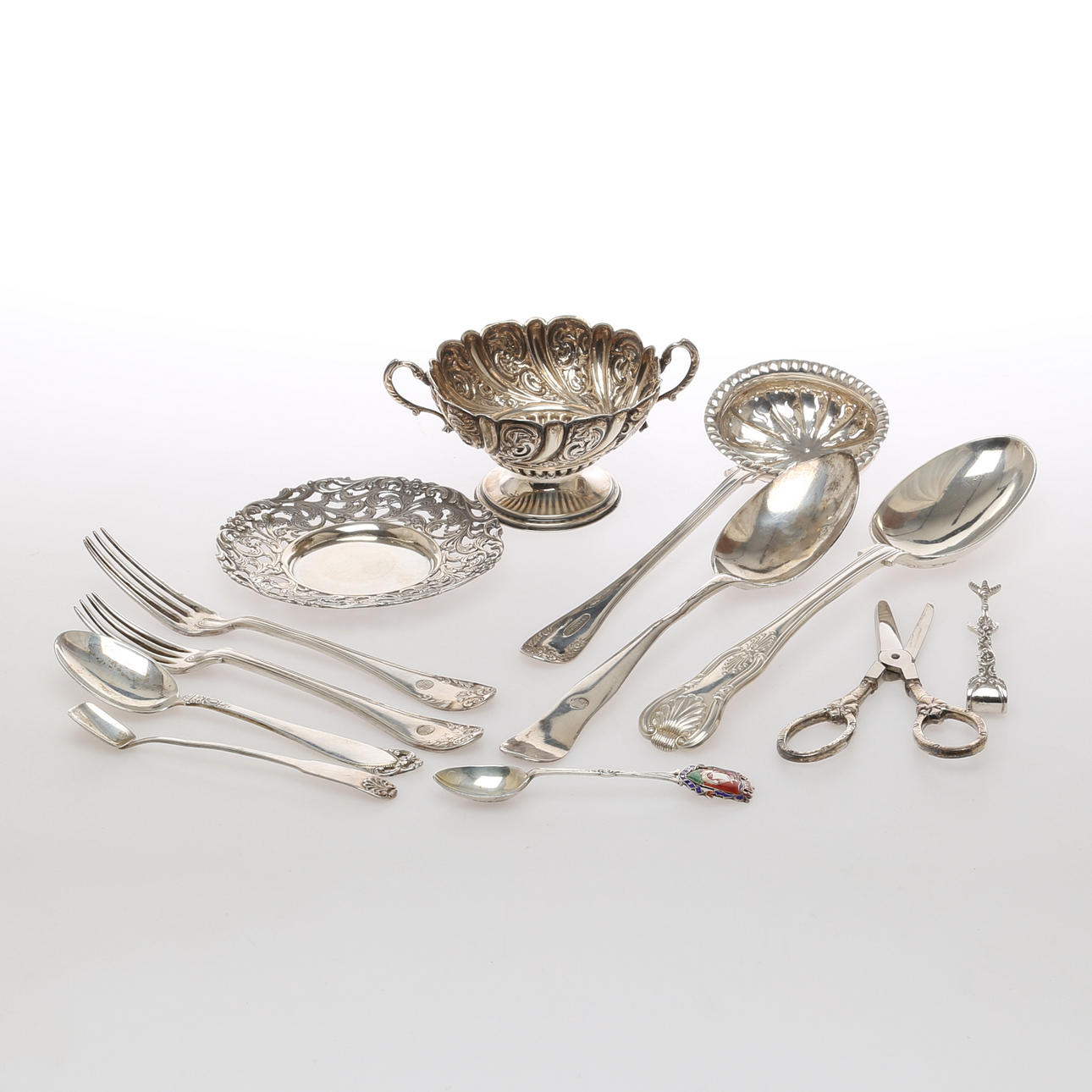 SILVER, 12 delar, bland annat Anders Fredrik Weise, Stockholm, daterad 1785. 1700/1900-tal.