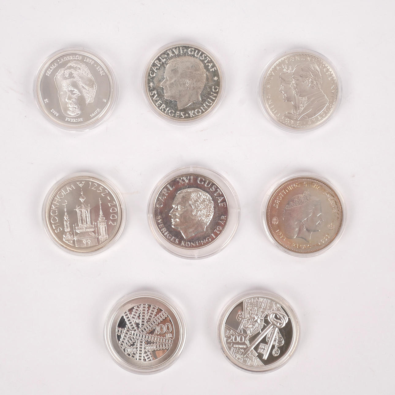 COLLECTOR COINS, 8 pcs, silver.