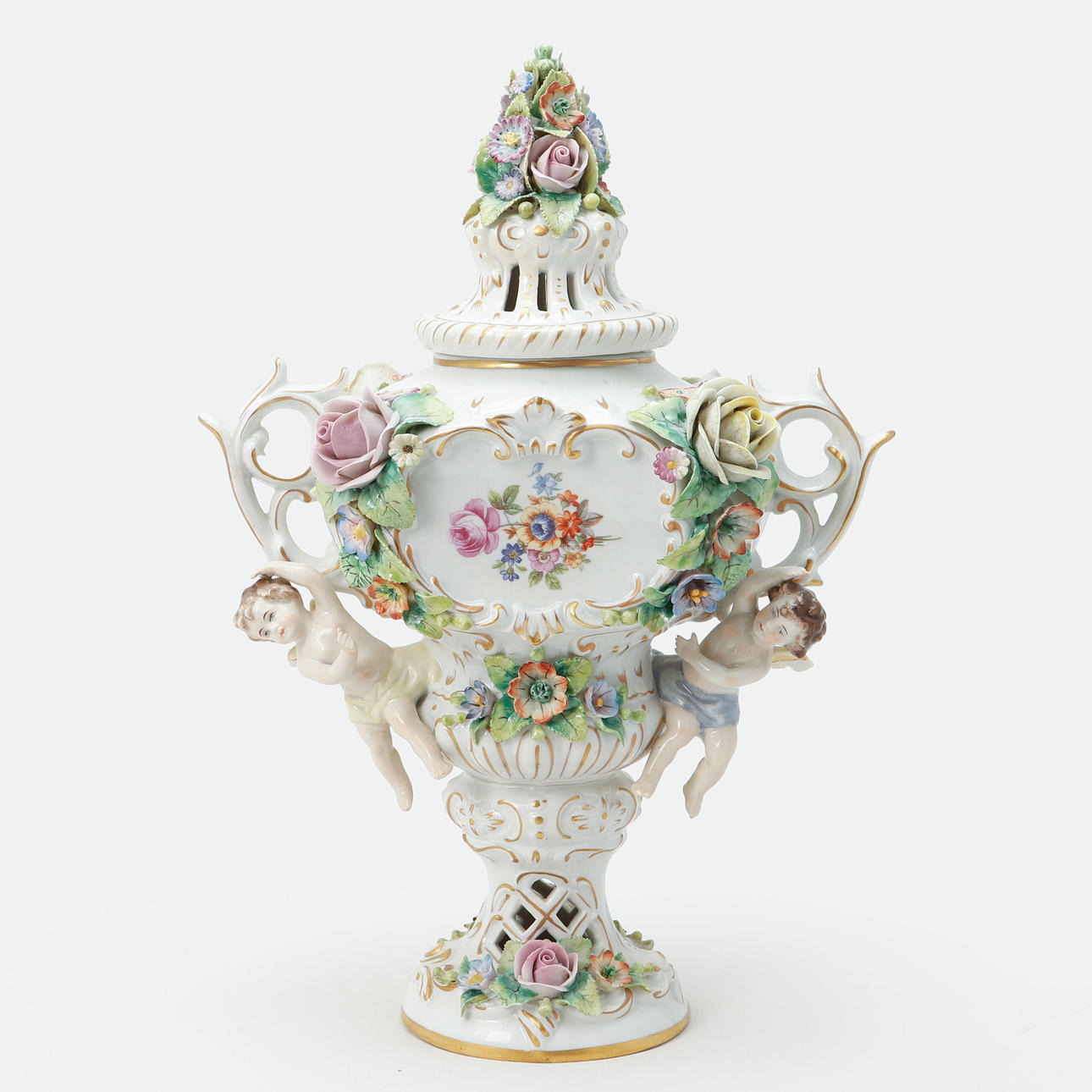 A porcelain lockurn, Sitzendorf.