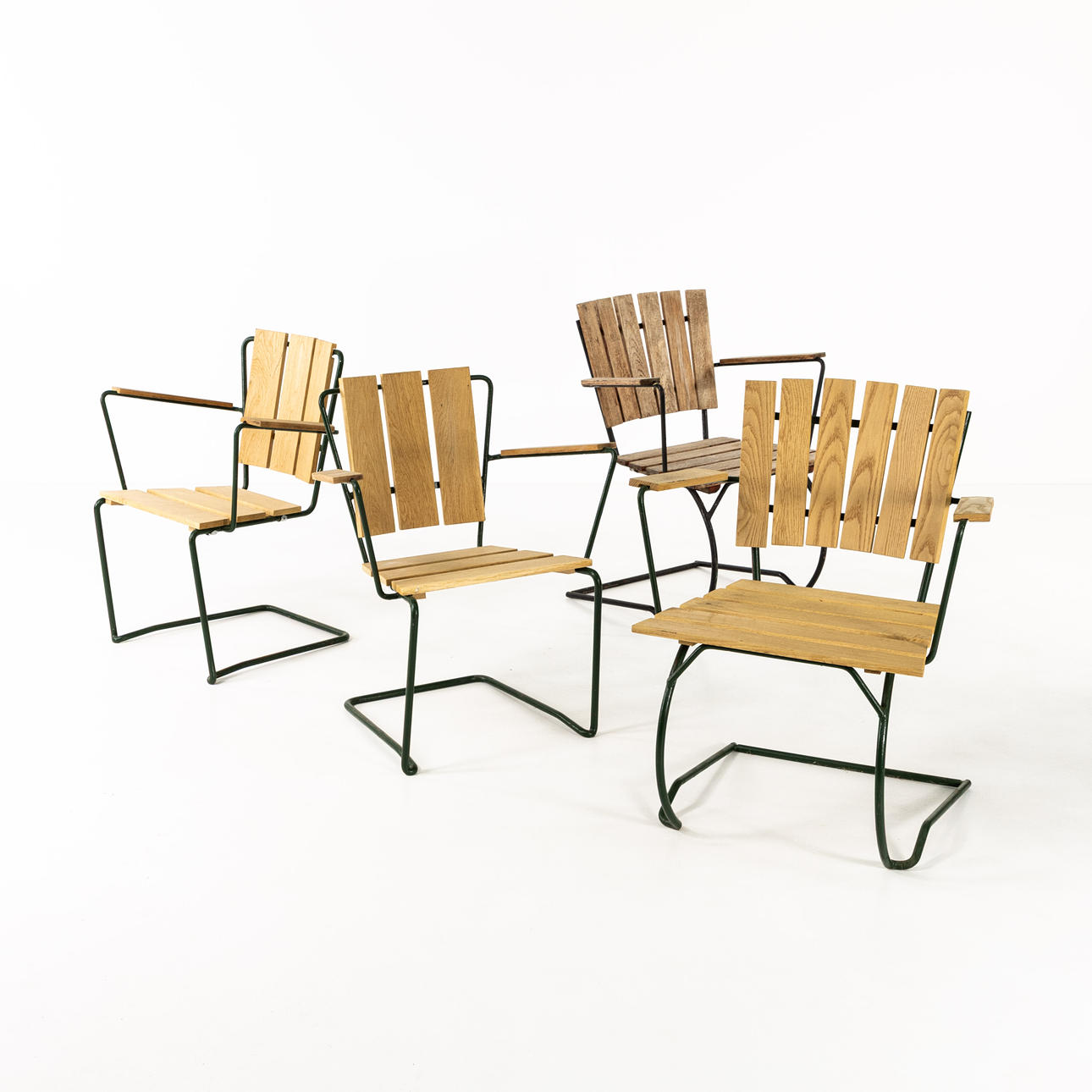 HAVESTOLE, 4 stk, stål/eg, 50/60.