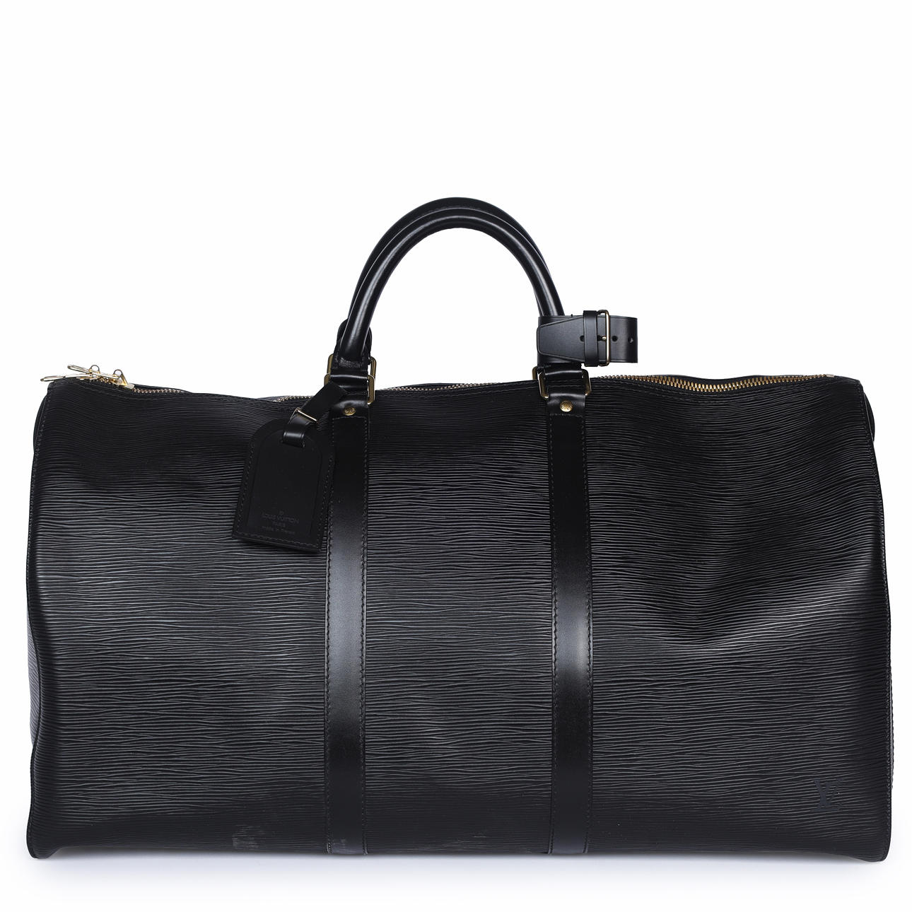 LOUIS VUITTON. 'Keepall 50' Weekend Bag Black Epi Leather.