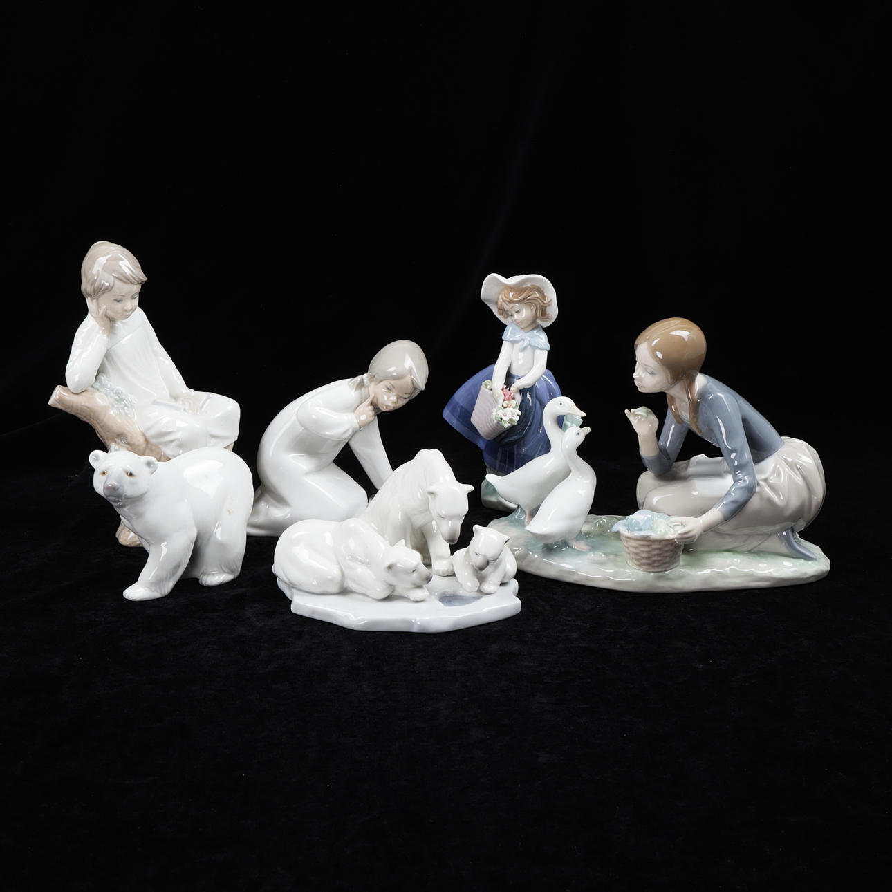 FIGURINER, 6 st, porslin, Lladro.