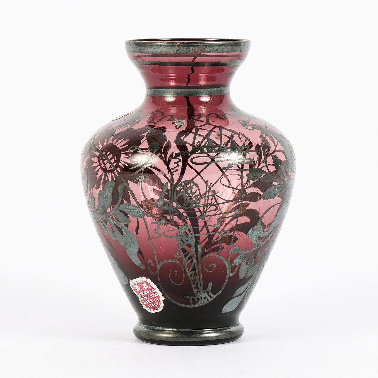 VAS glas, med silverinläggningar, Murano.