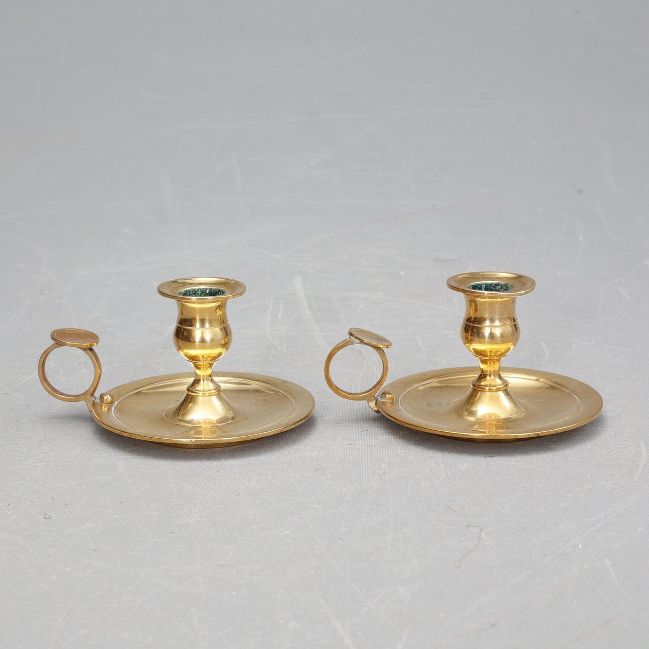 CANDLESTICKS, a pair, brass.