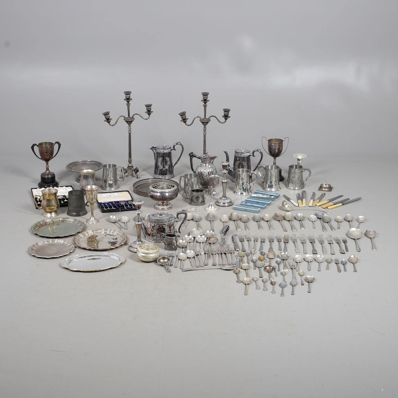 LARGE QTY OF SILVER PLATE.