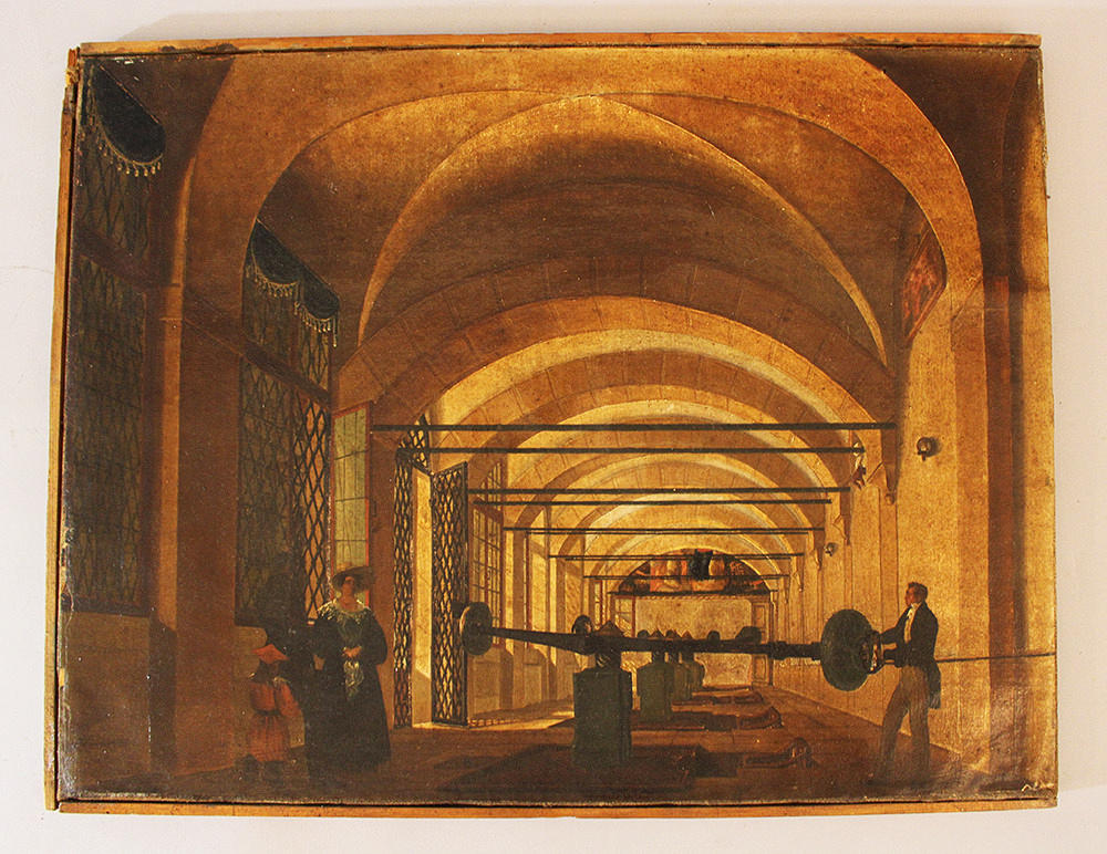 UNBEKANNTER KÜNSTLER. magnetism experiment, olja på papper.