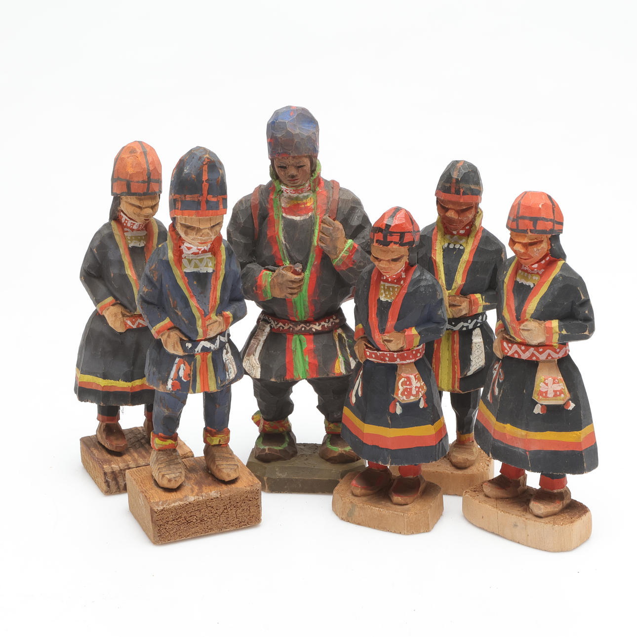 GEORG JONSSON. 6 sculptures, Sami, signed.