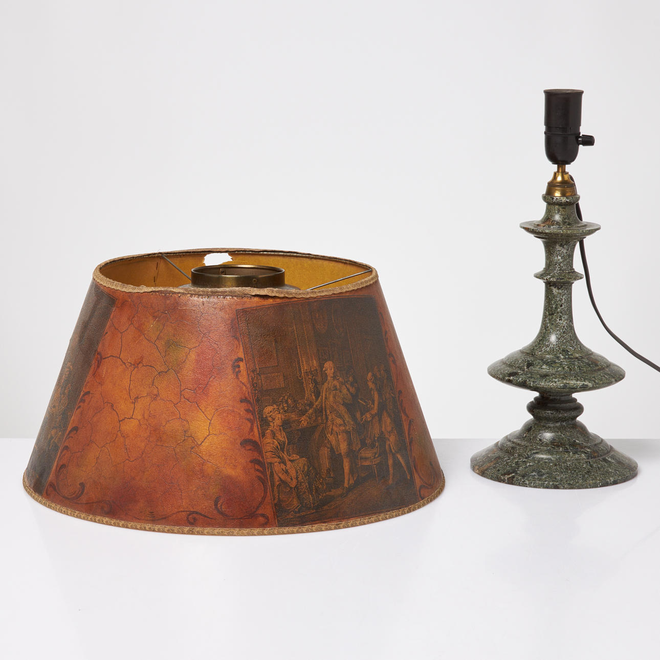 A table lamp, early 20th century, charcoal marble.