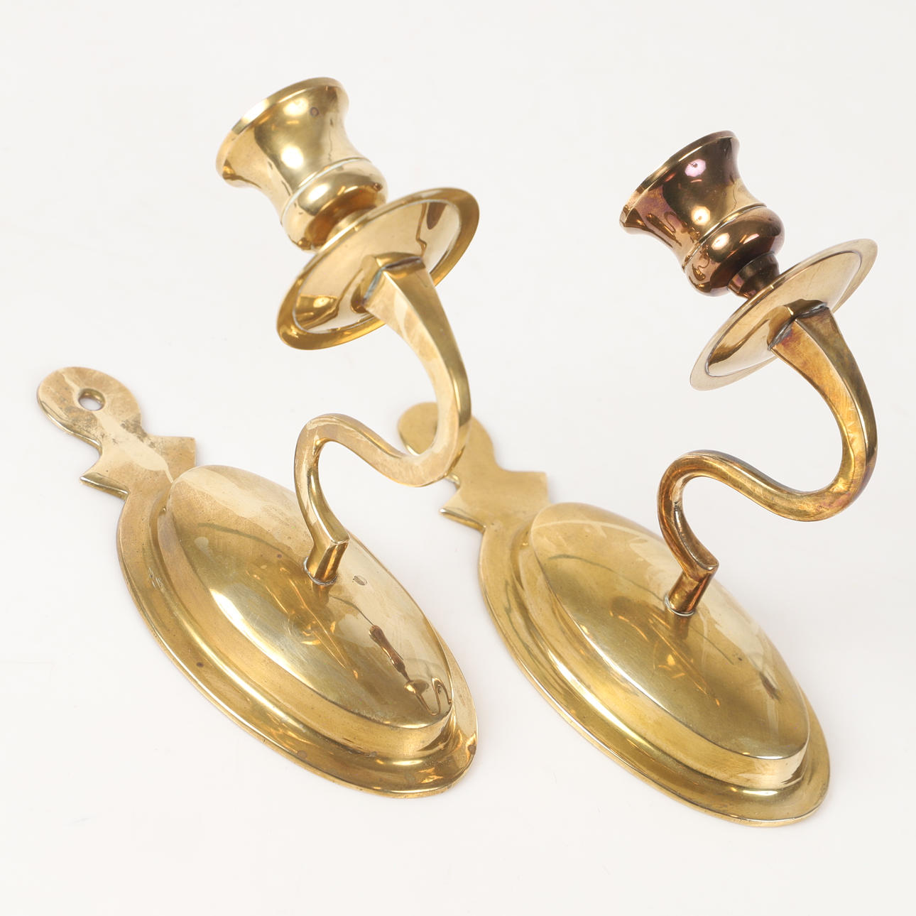 Wall candlesticks, 1 pair, brass, 20th century.
