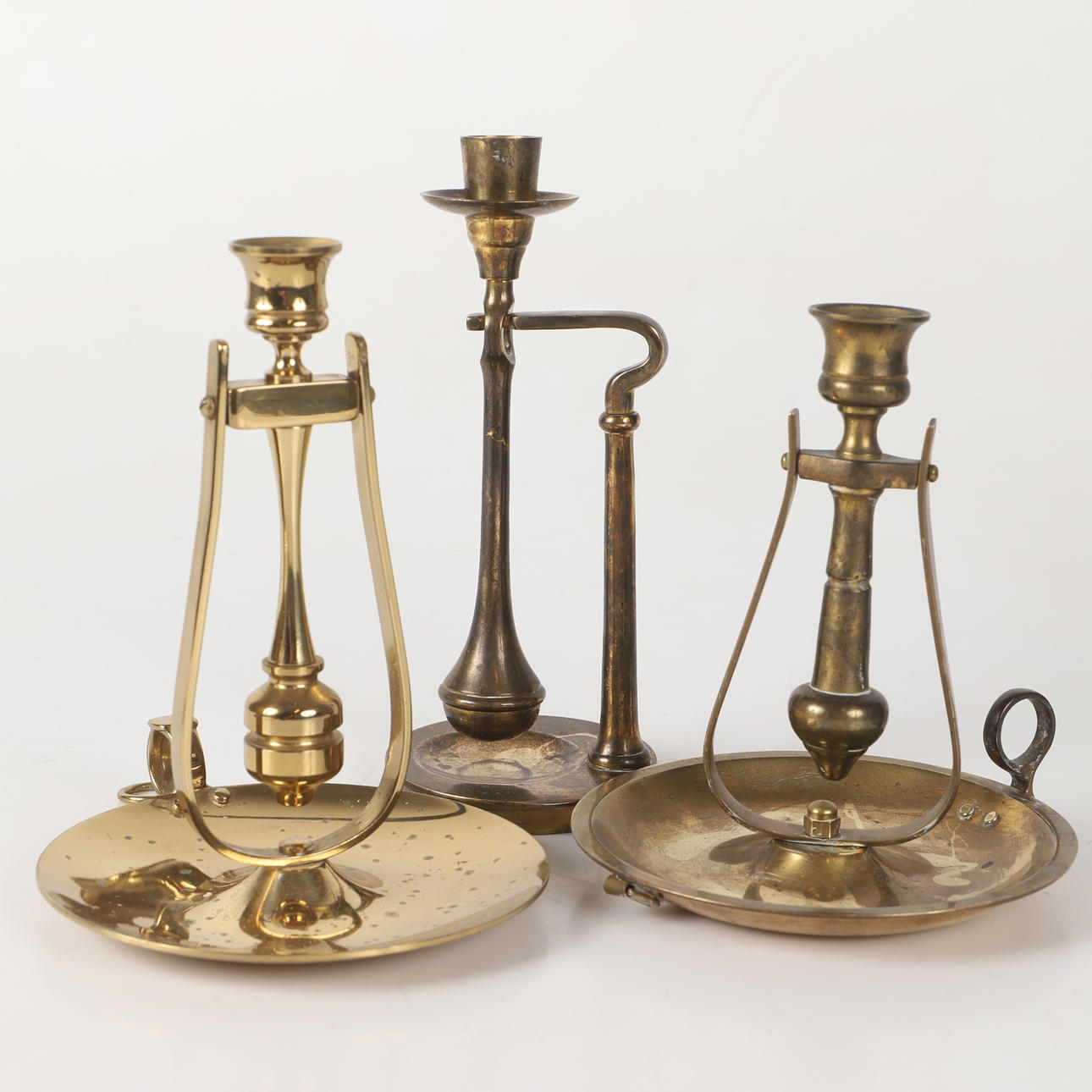 SKEPPSLJUSSTAKAR, 3 stycken, mässing, 1900-tal.