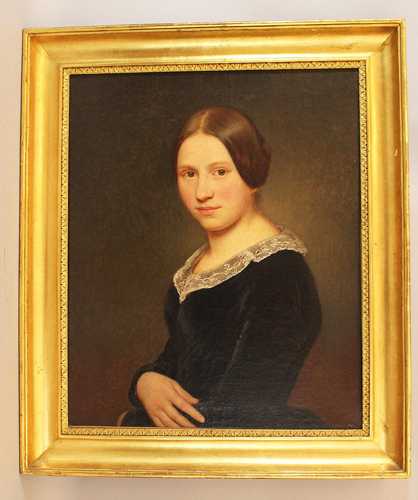 UNBEKANNTER KÜNSTLER. Biedermeier tjejporträtt, olja på duk, 1830.