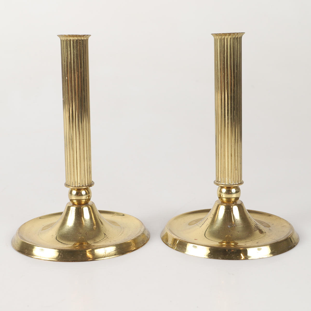 SÖLVE CARLSSON. Candlesticks, 1 pair, brass, Helsingborg.