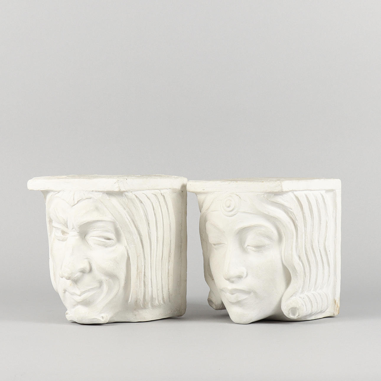 WALL SCULPTURES 2 pcs, plaster, early 20th century.