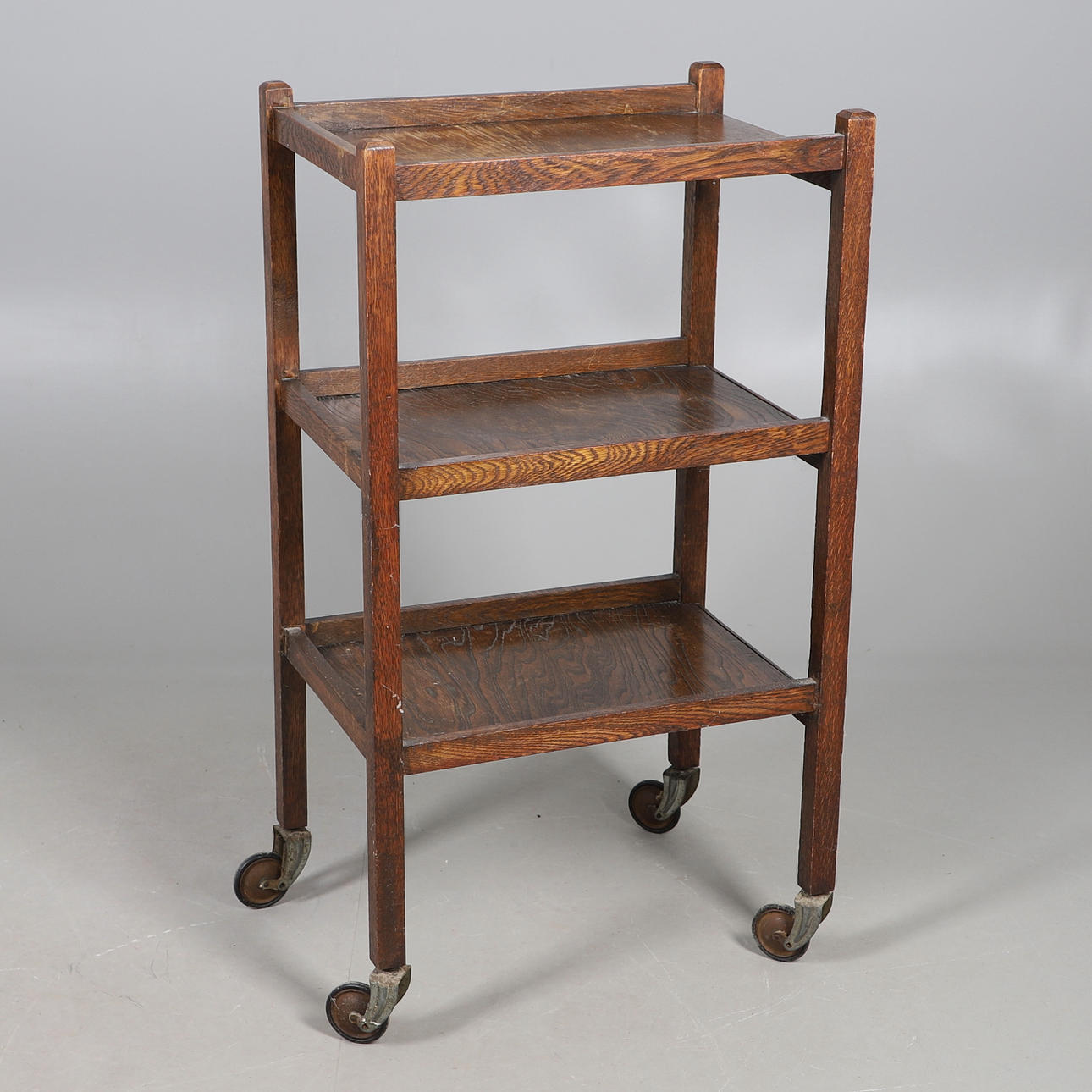 OAK THREE TIER TROLLEY.