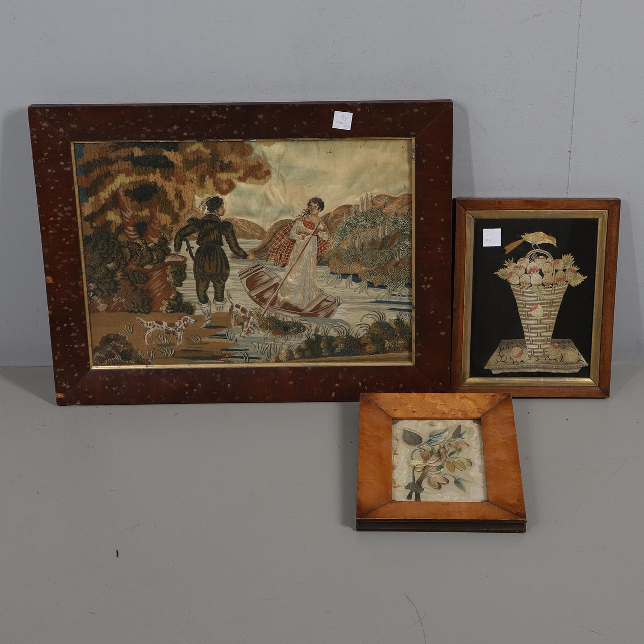 19THC EMBROIDERED PICTURES.