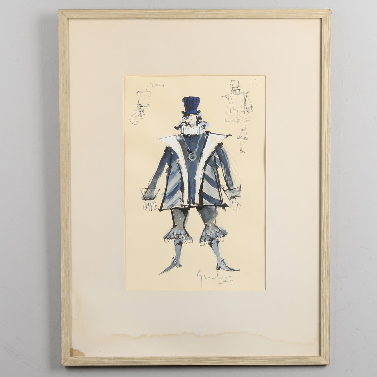 YNGVE GAMLIN. MIXED MEDIA, figural composition, signed & dated -59.