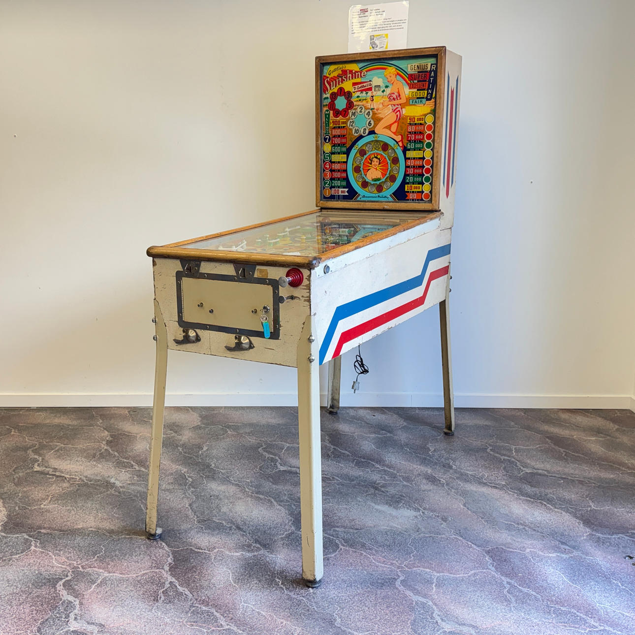 PINBALL MACHINE, GOTTLIEB SUNSHINE, 1958, USA.