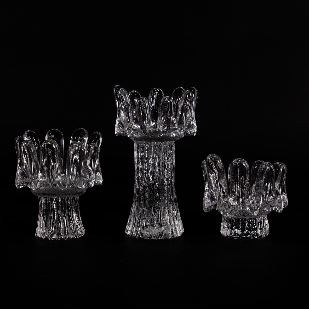 GÖRAN WÄRFF. Candlesticks, 3 pieces, Kosta Boda.