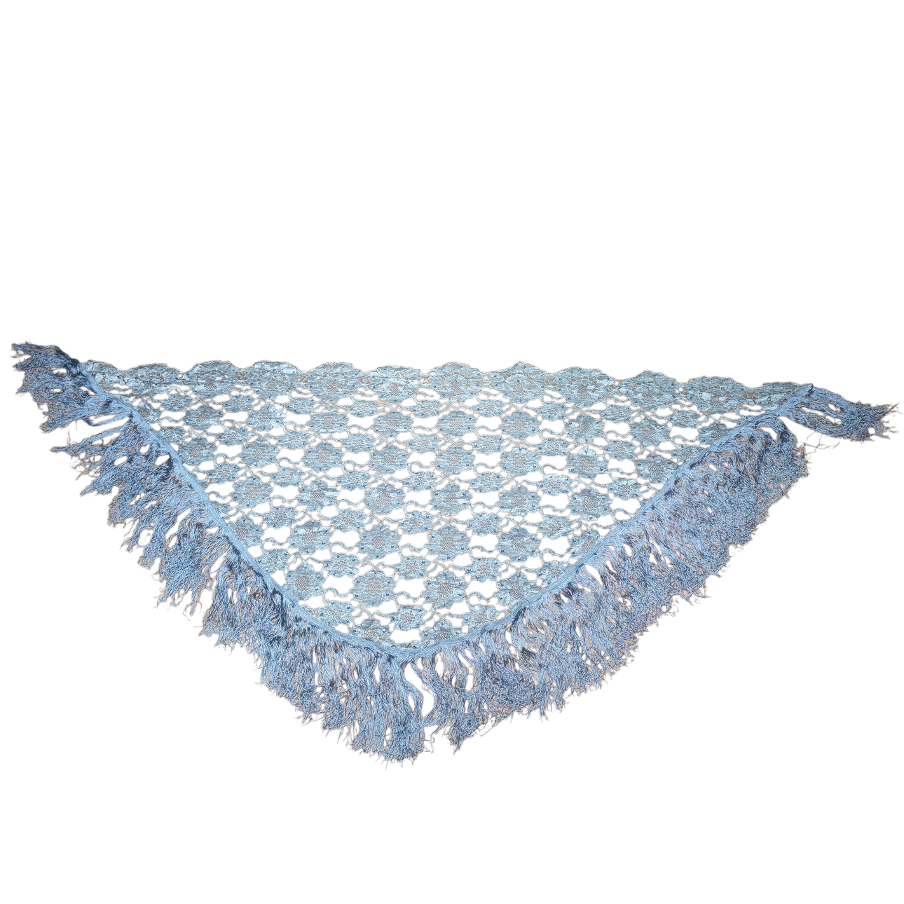 Embroidered shawl-like blanket with matching sequins.