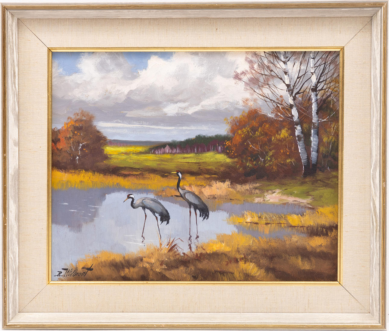 BERTIL WIDBRANDT. Oil on canvas, herons, signed.