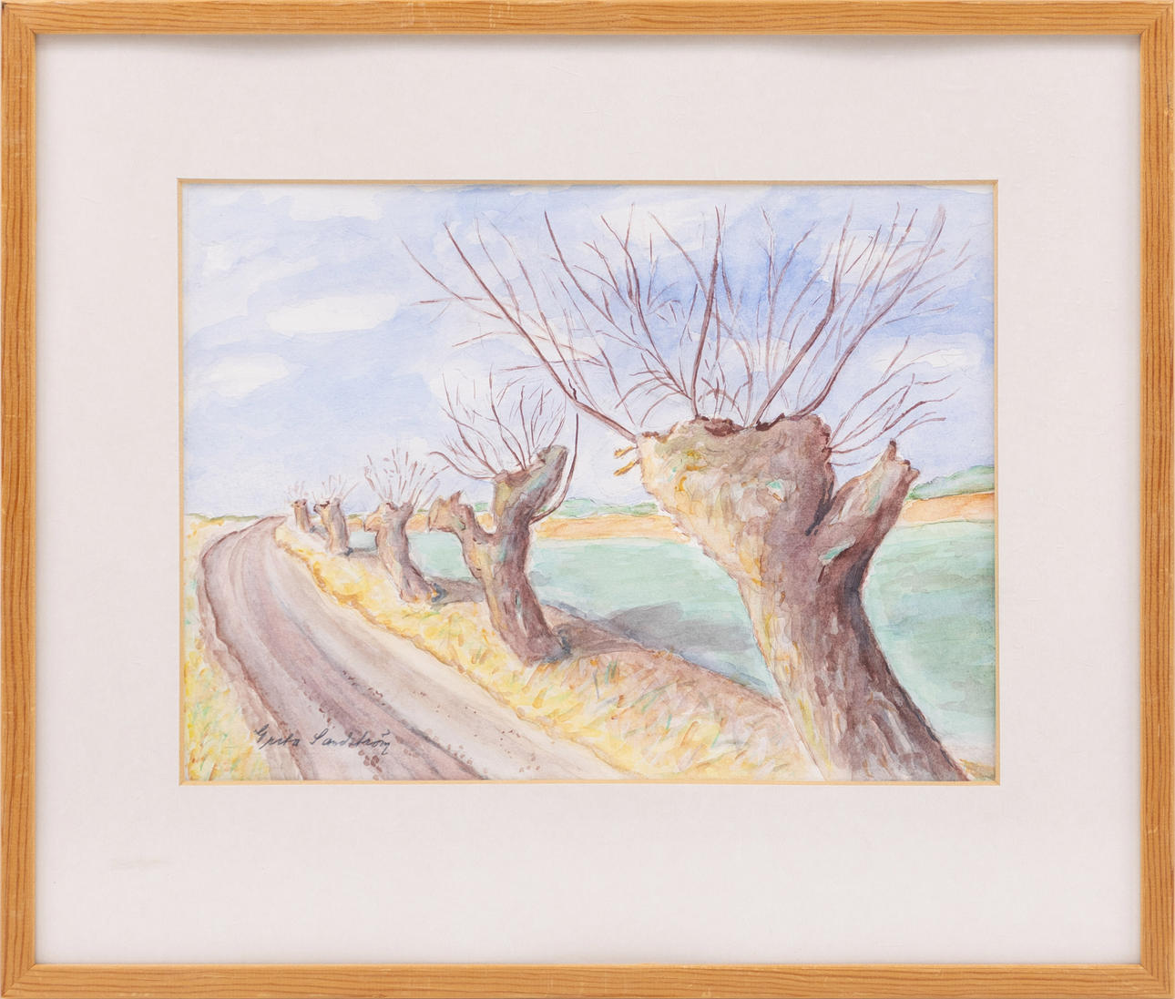 GRETA SANDSTRÖM. Watercolour, willow wall, signed.