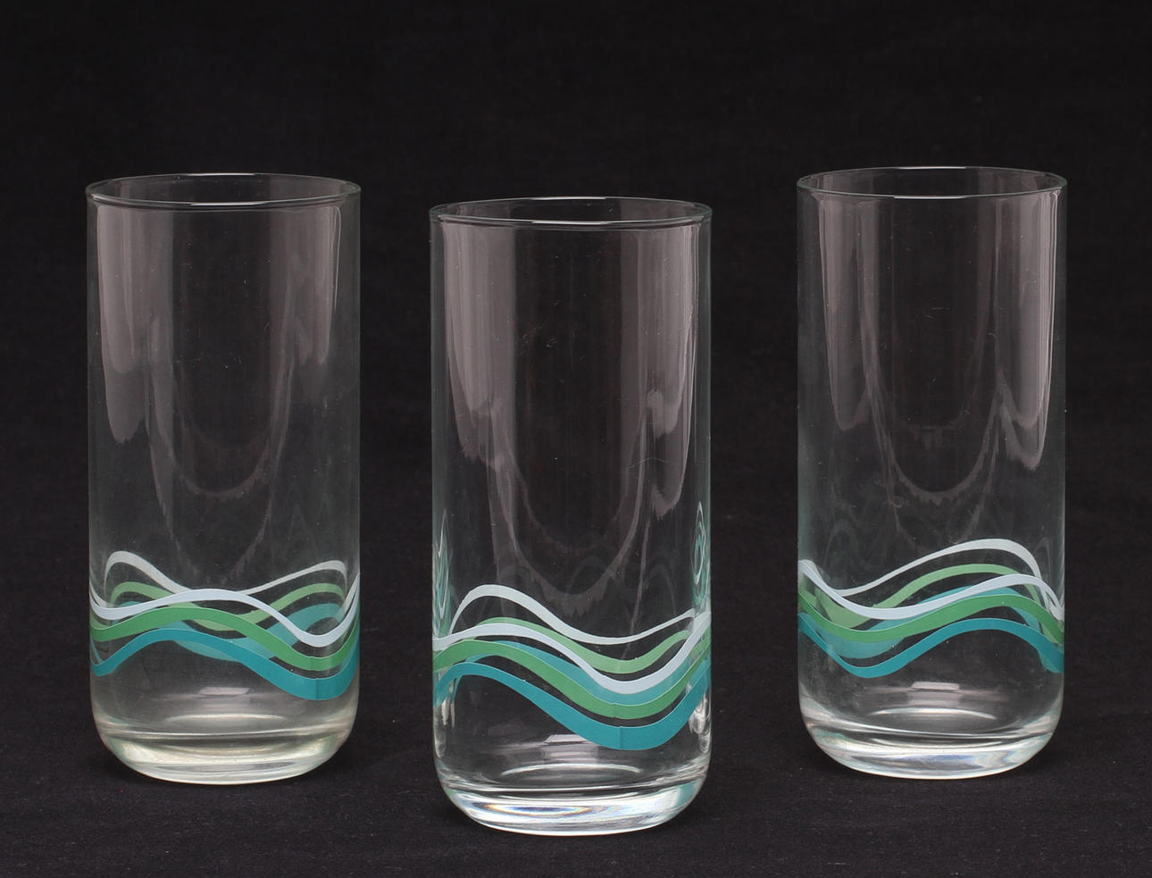 GLAS, 12 st, tryck dekor, 1960/70-tal.
