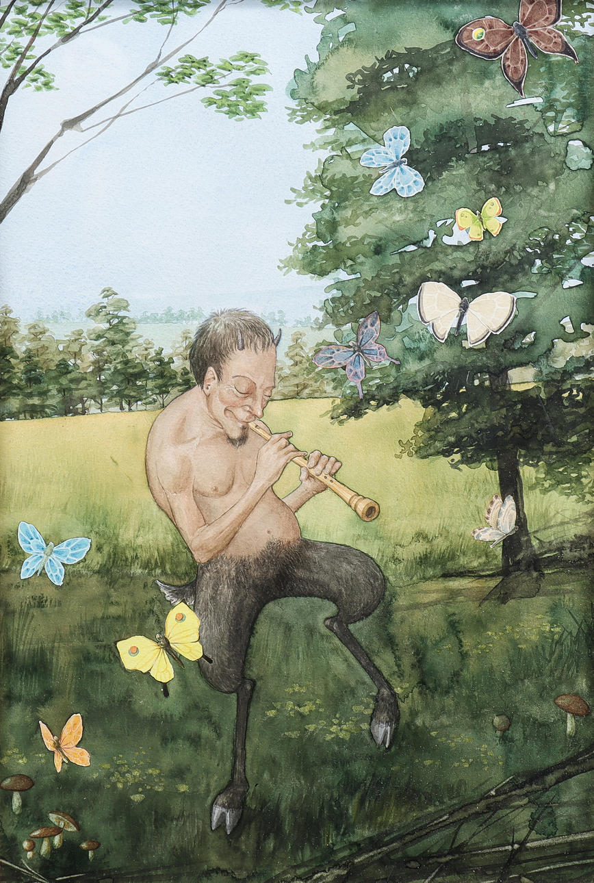 UNKNOWN ARTIST, faun playing flute.