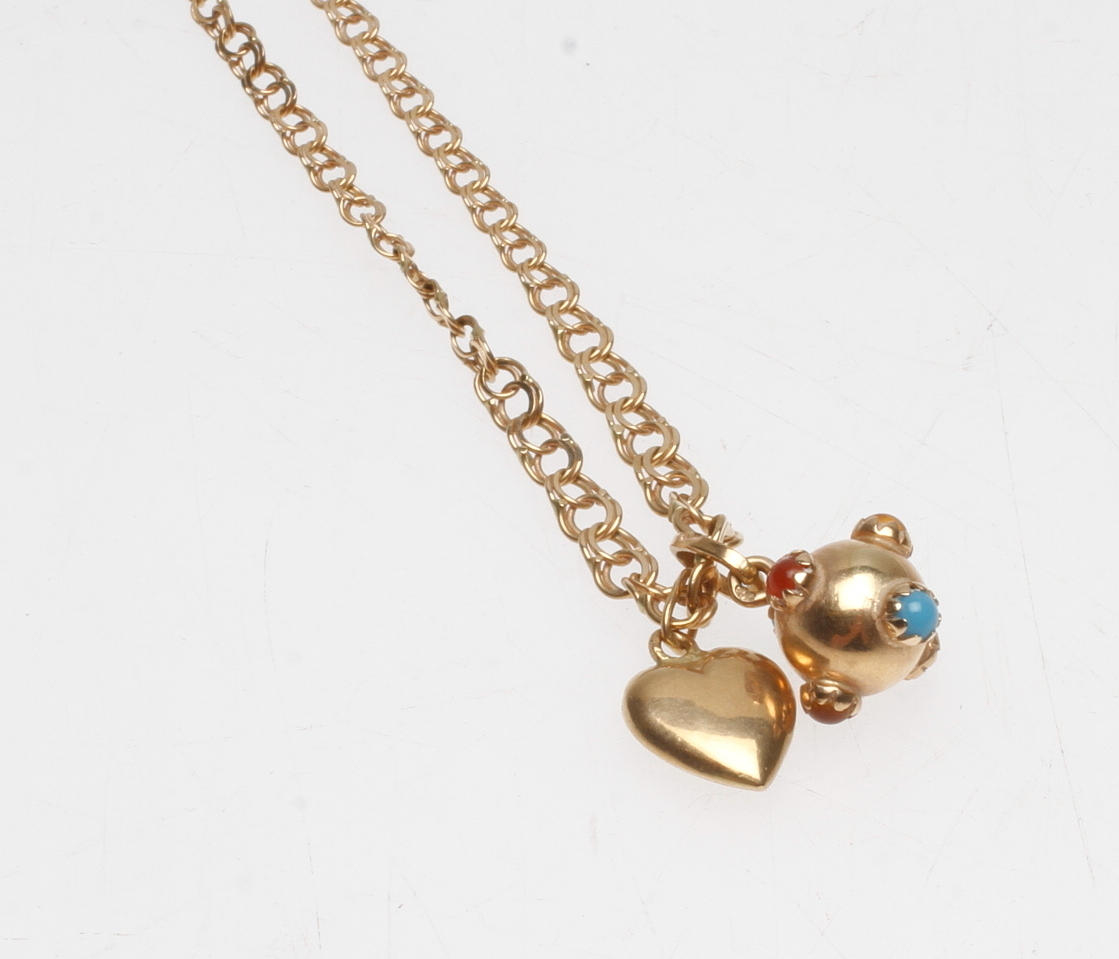 HALSBAND SAMT 2 HÄNGEN, 18k guld, vikt ca 7 gr.