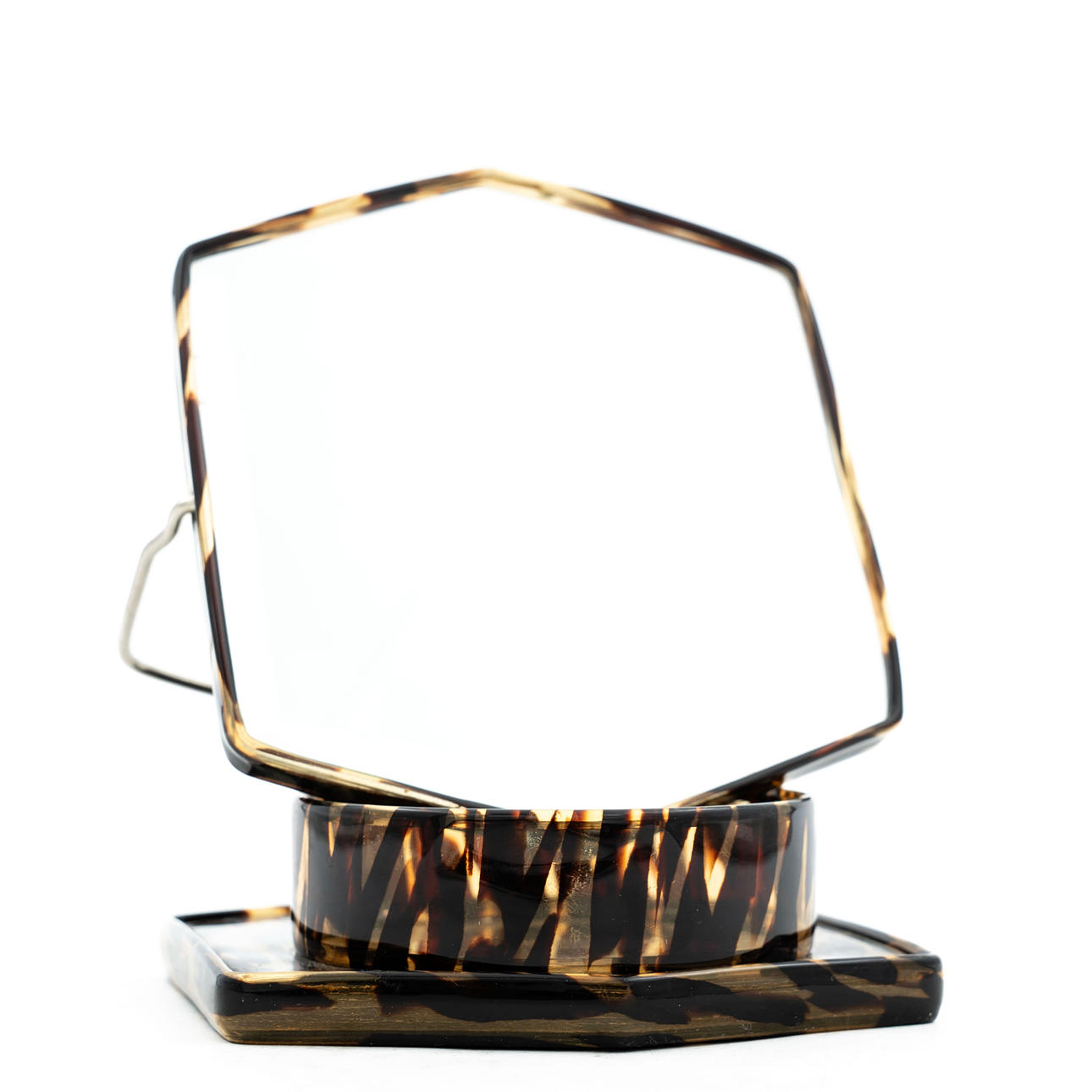 FOLDABLE STRAIGHT MIRROR, Brown melange plastic.