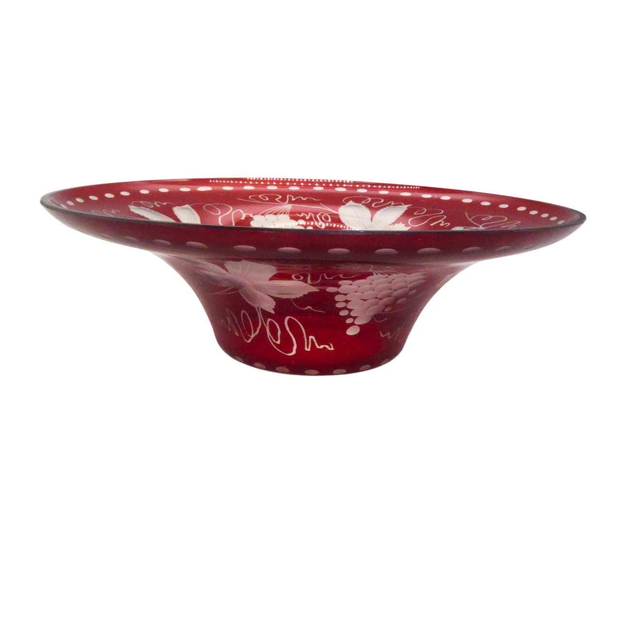 RUBY-RED BOHEMIAN GLASS BOWL.