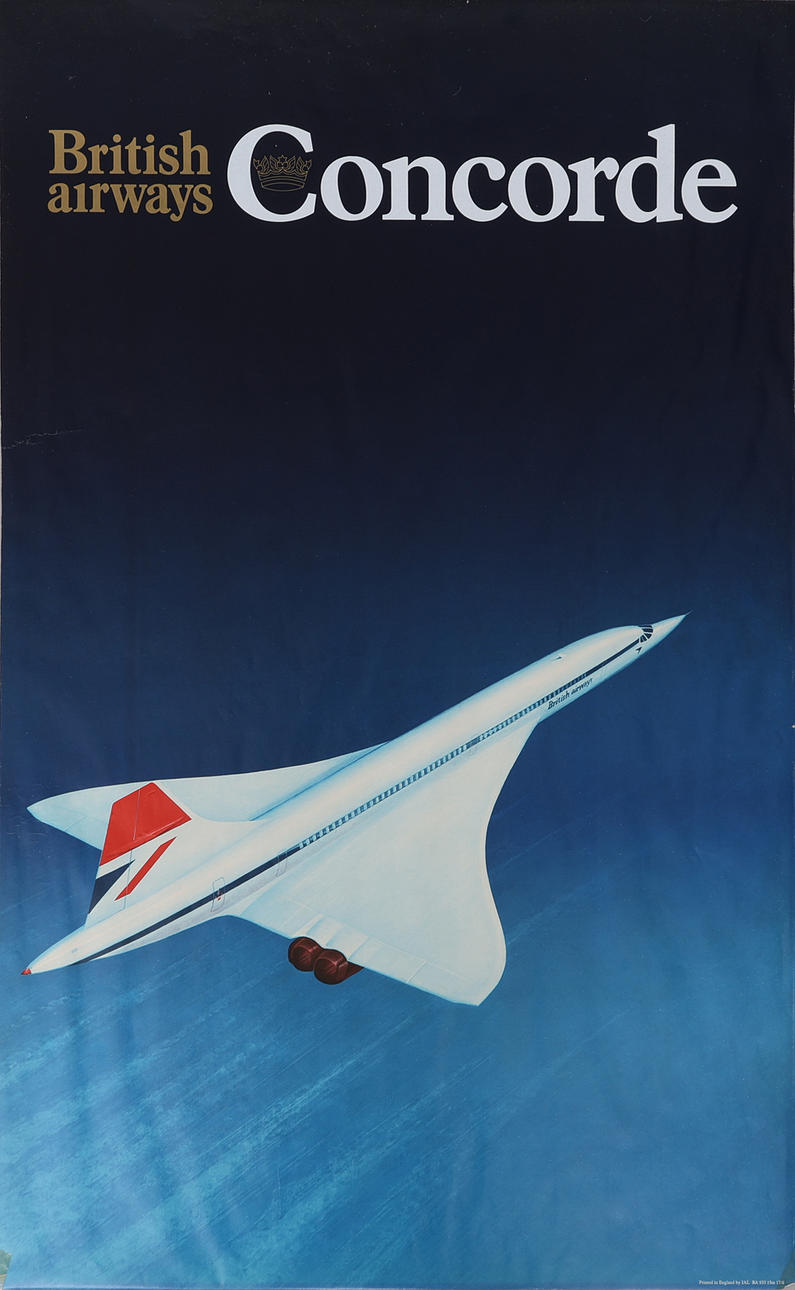 LITHOGRAPHIC POSTER, “BRITISH AIRWAYS CONCORDE”, O. 1975.