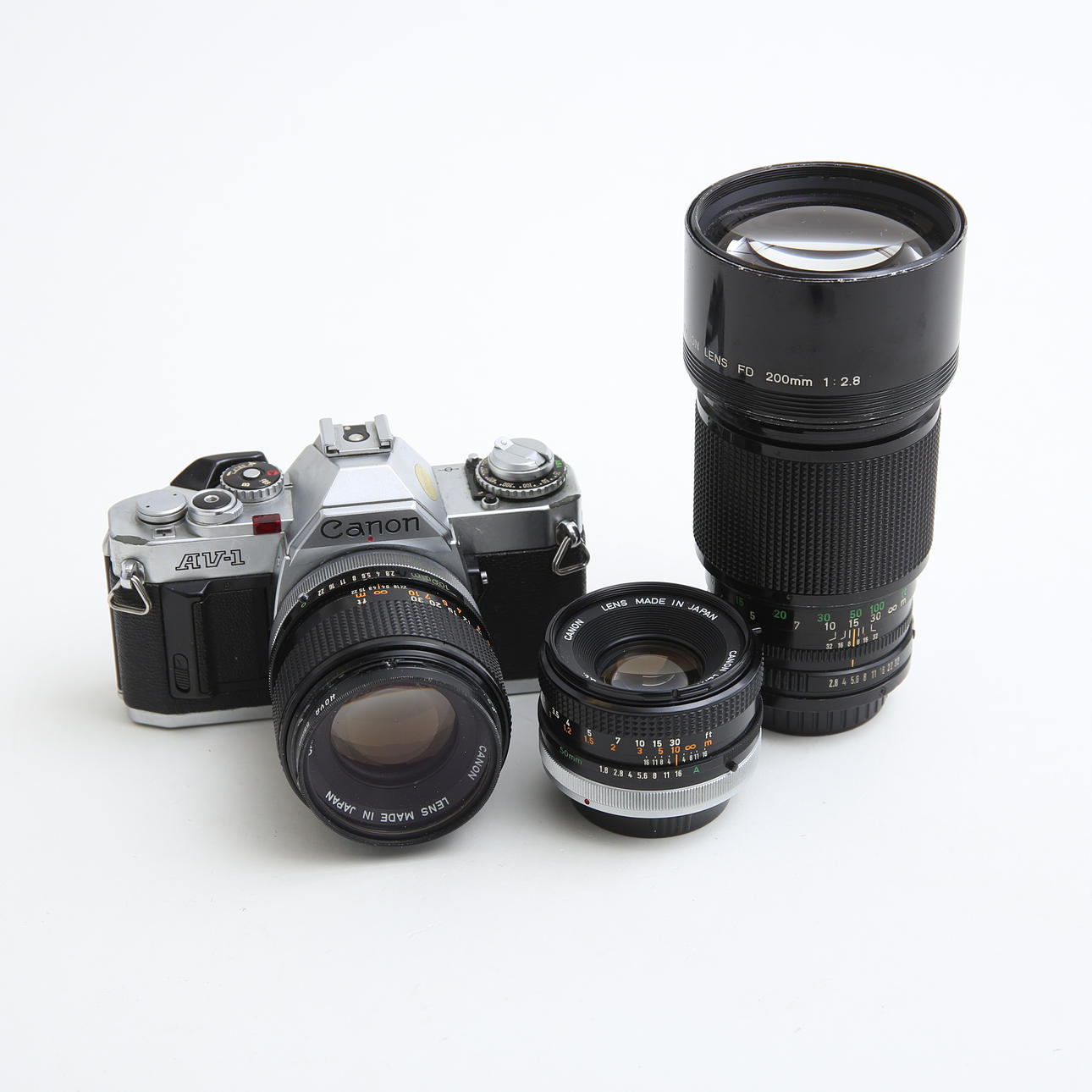 CAMERA, Canon AV-1 with 3 lens.