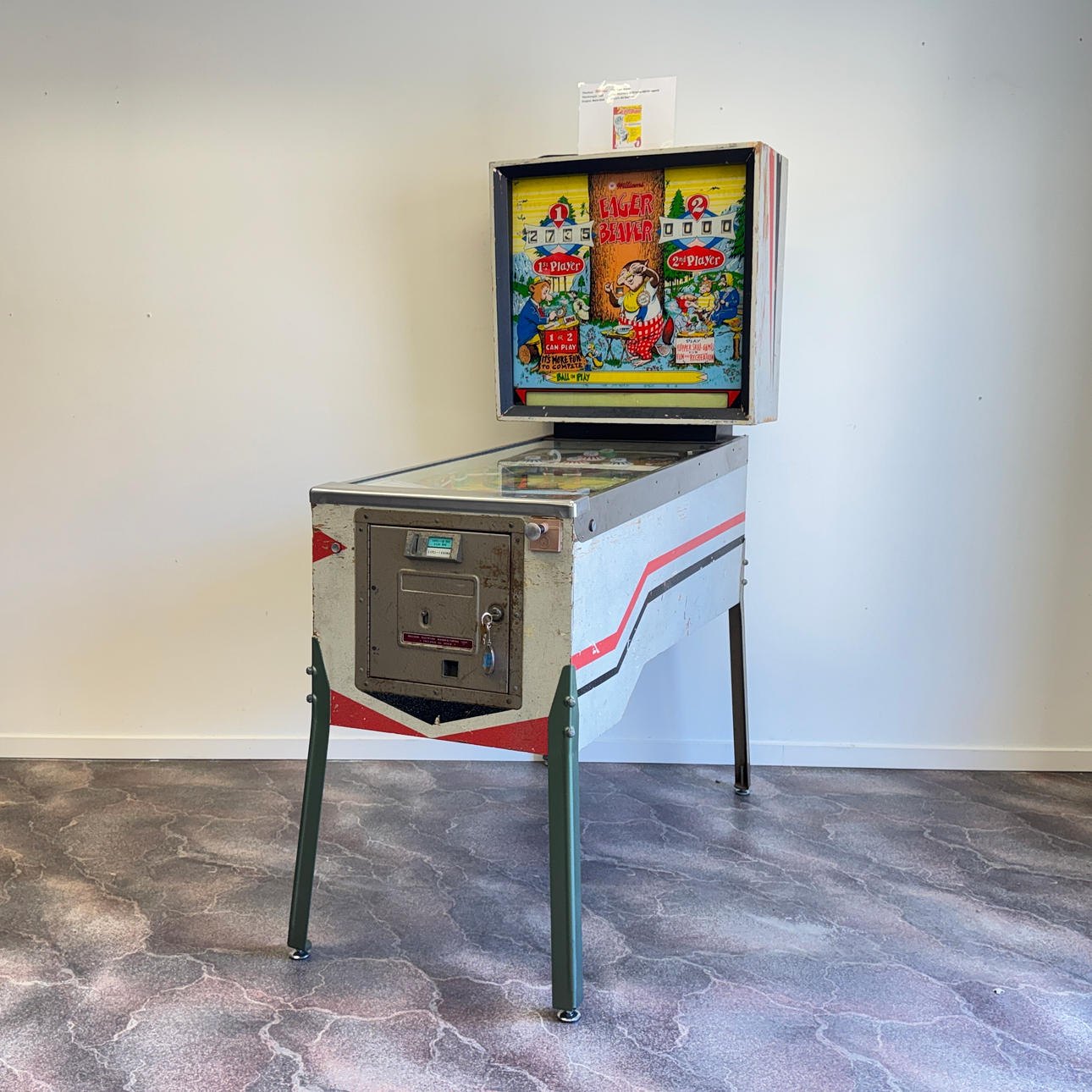 PINBALL MACHINE, WILLIAMS EAGER BEAVER, 1965, USA.