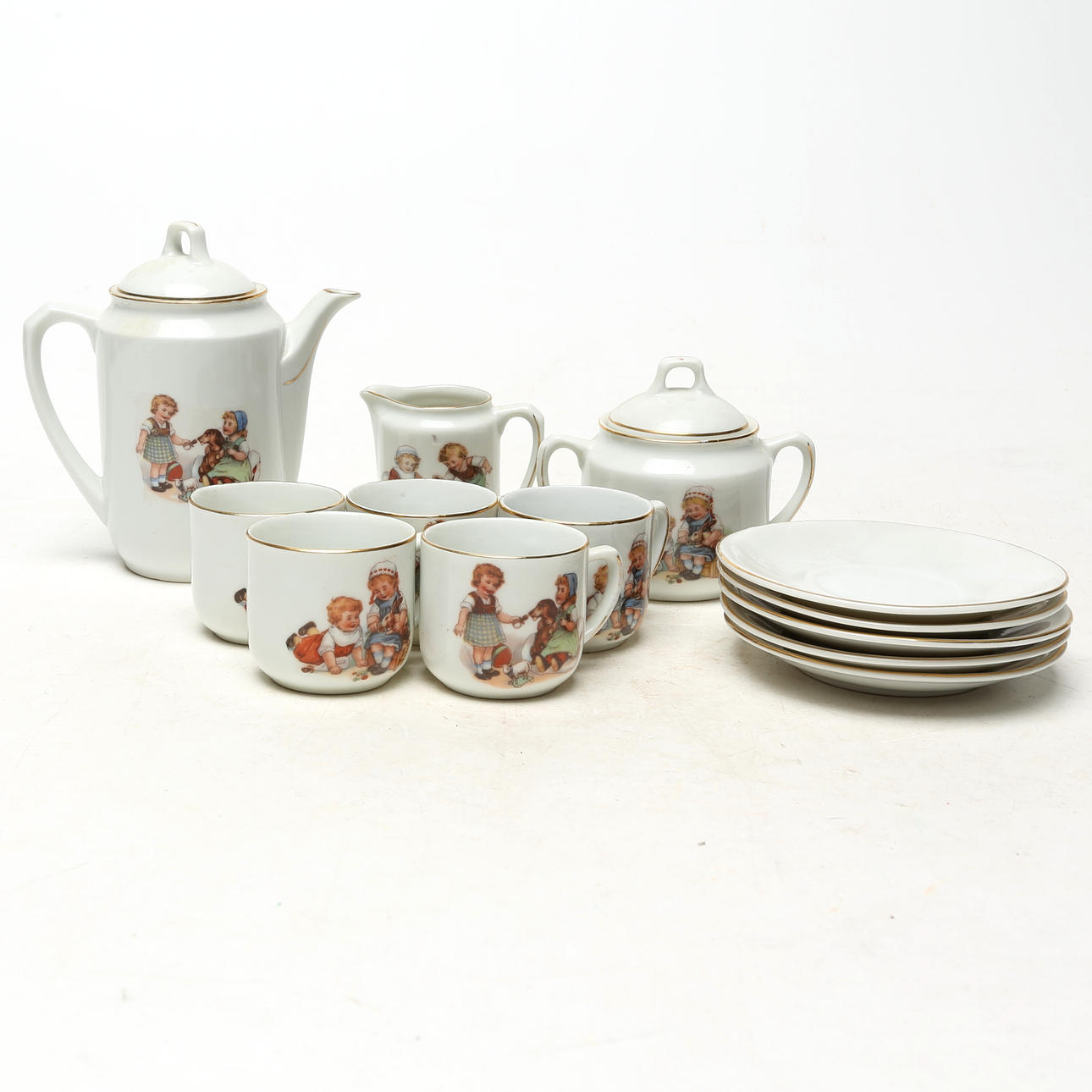 Children's tableware, 8 pieces, porcelain.