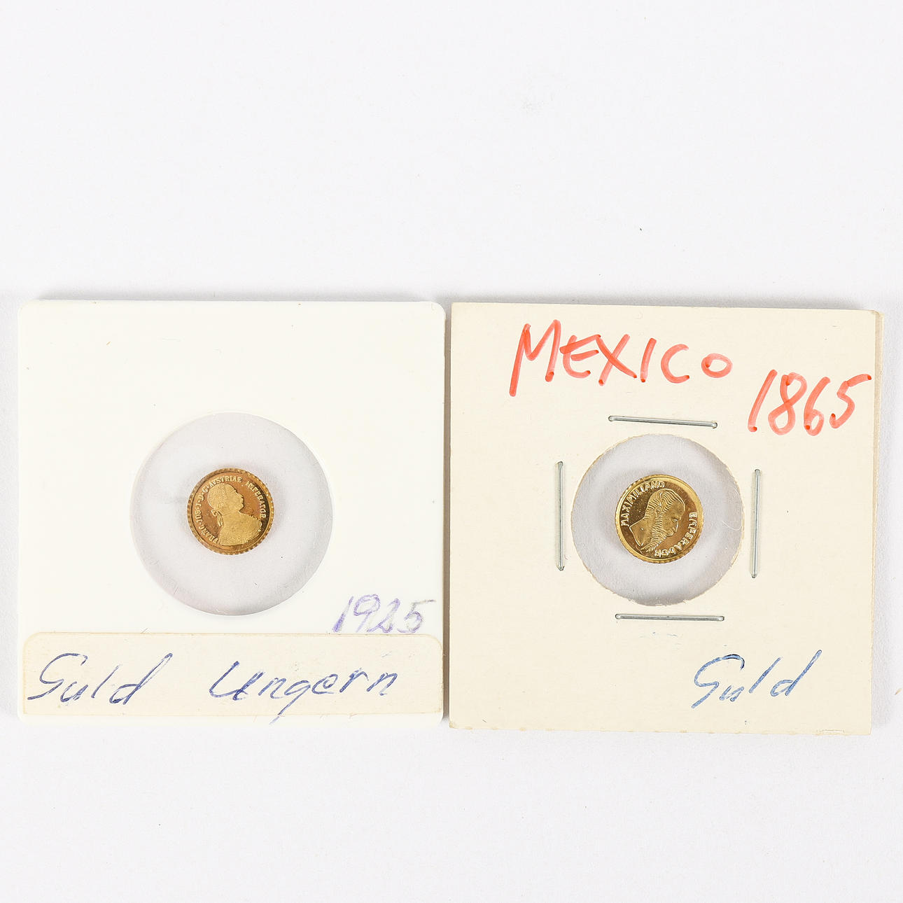 MINIATURE GOLD COINS 2 pieces.