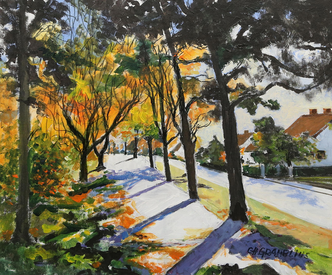 CHARLIE GRAMELIUS. oil on panel, signed.