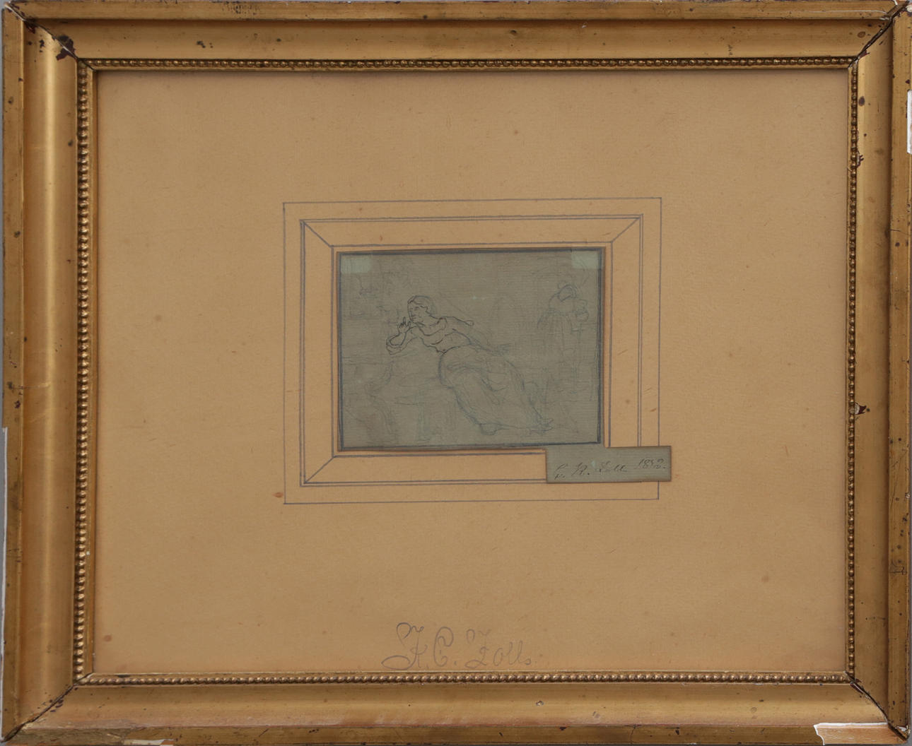 JOHAN CHRISTIAN ZOLL. A drawing, signed, 1852.