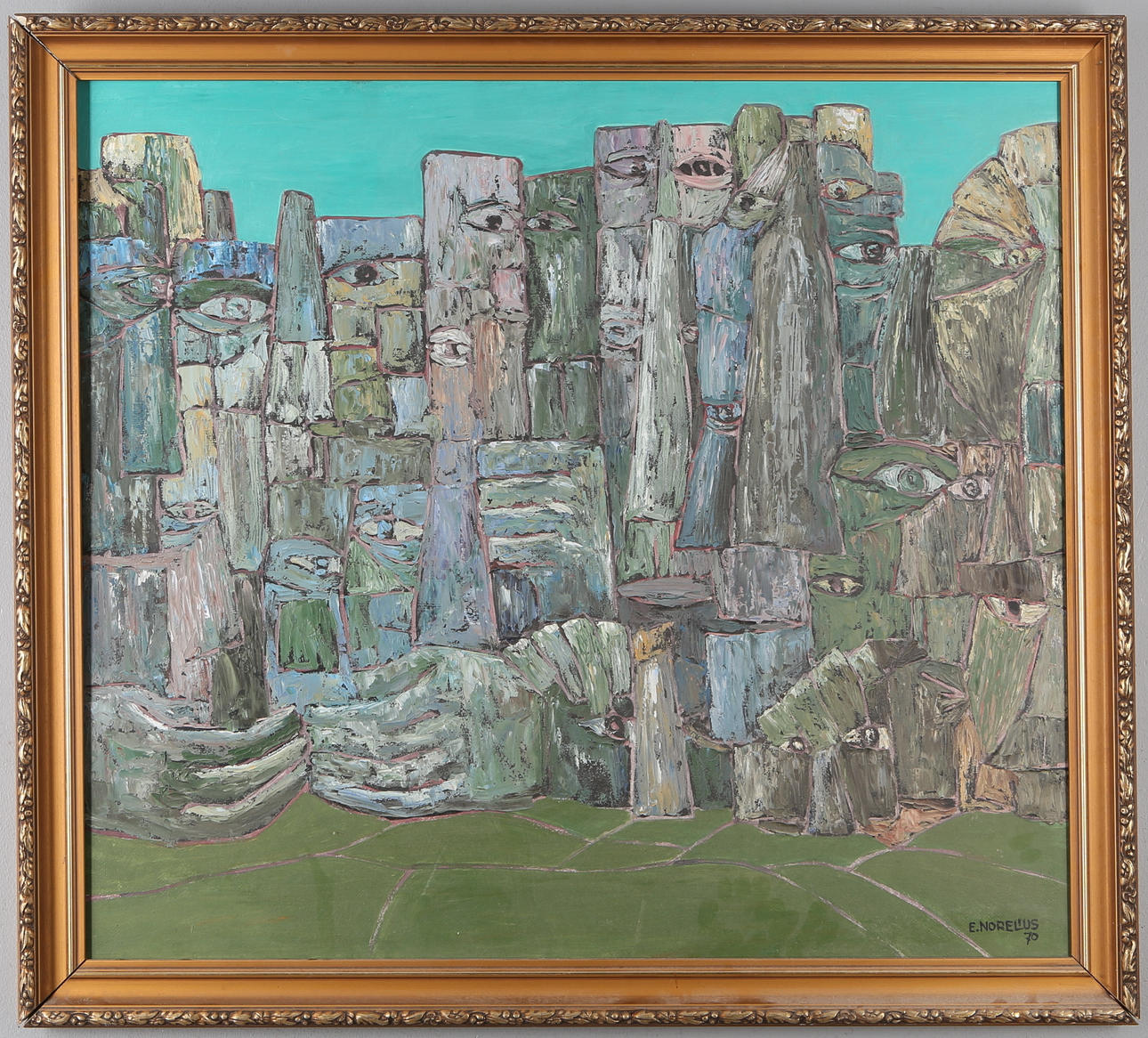 EINAR NORELIUS. "Bergsida", olja på pannå, signerad och daterad -70.