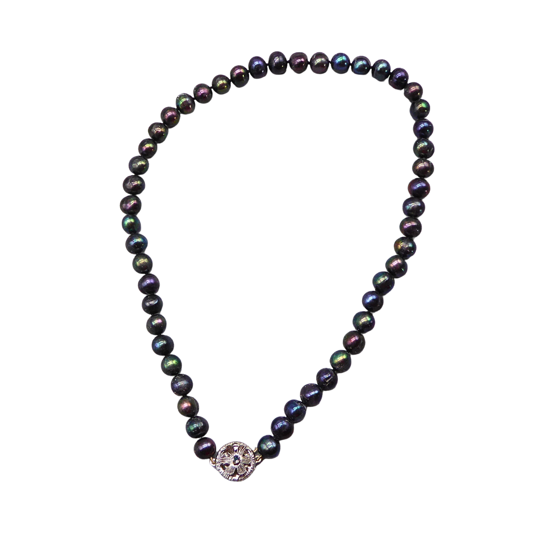 PEARL NECKLACE WITH SILVER CLASP (835).