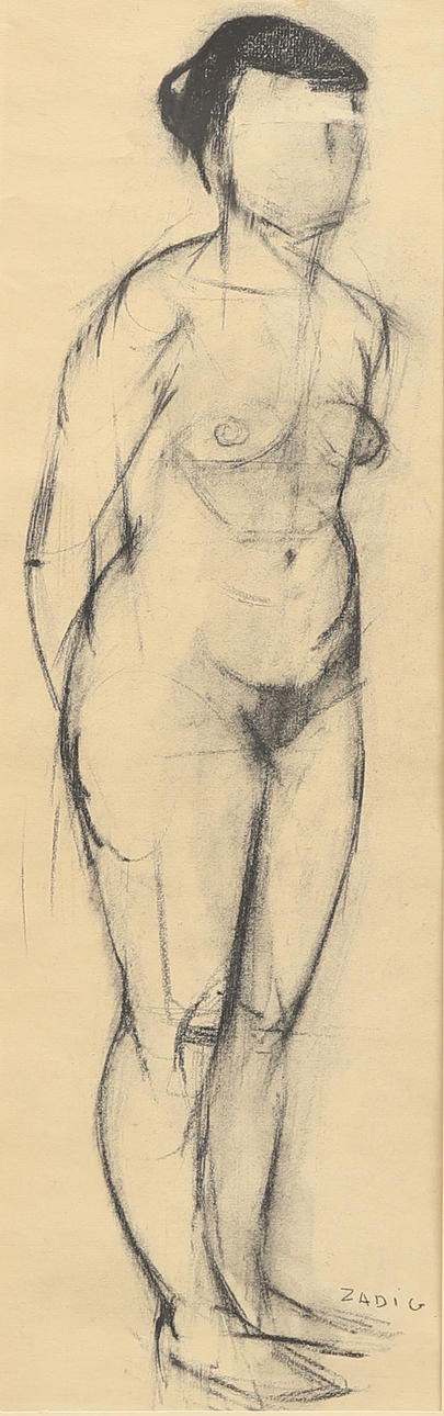 Charcoal drawing, signed.