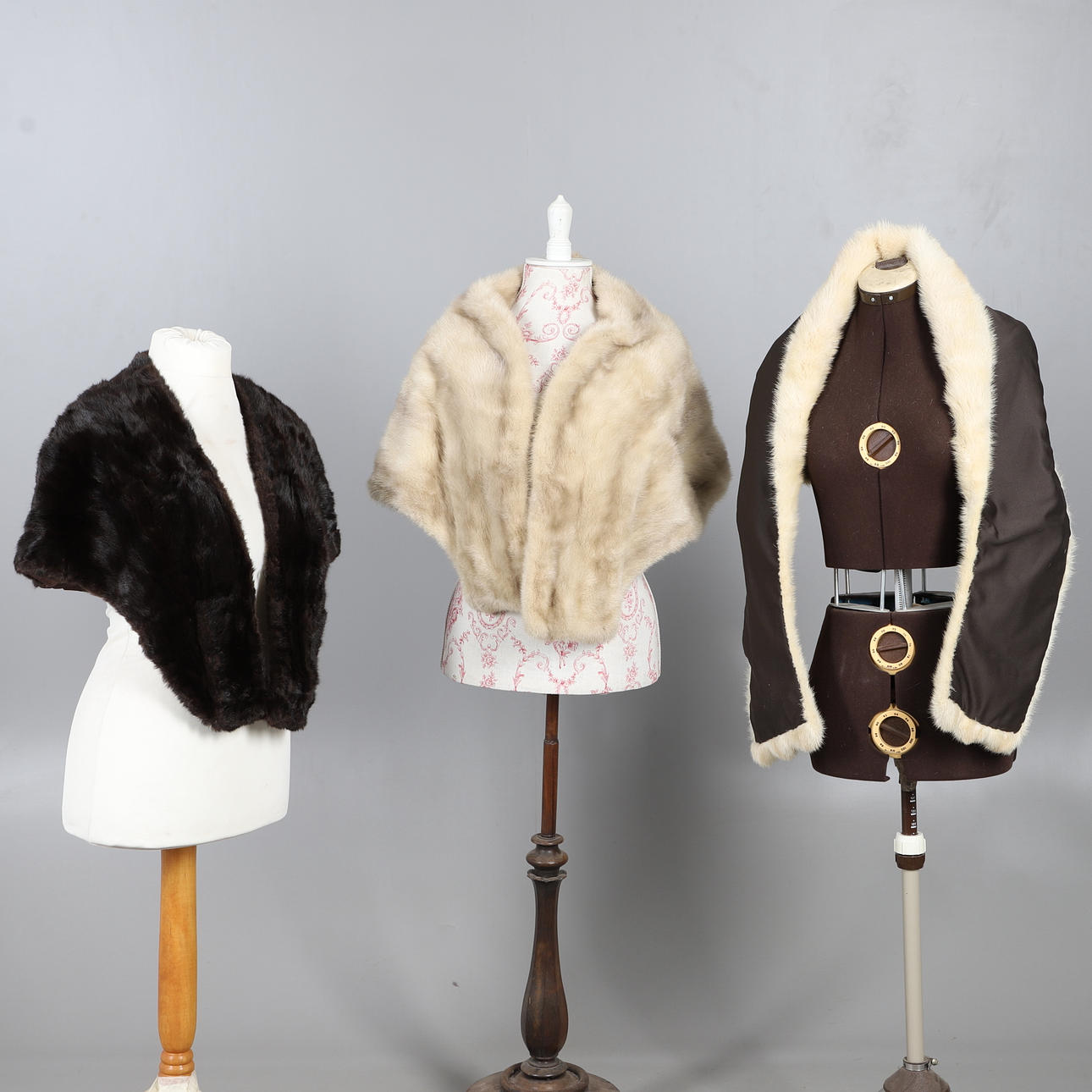 THREE FUR STOLES.