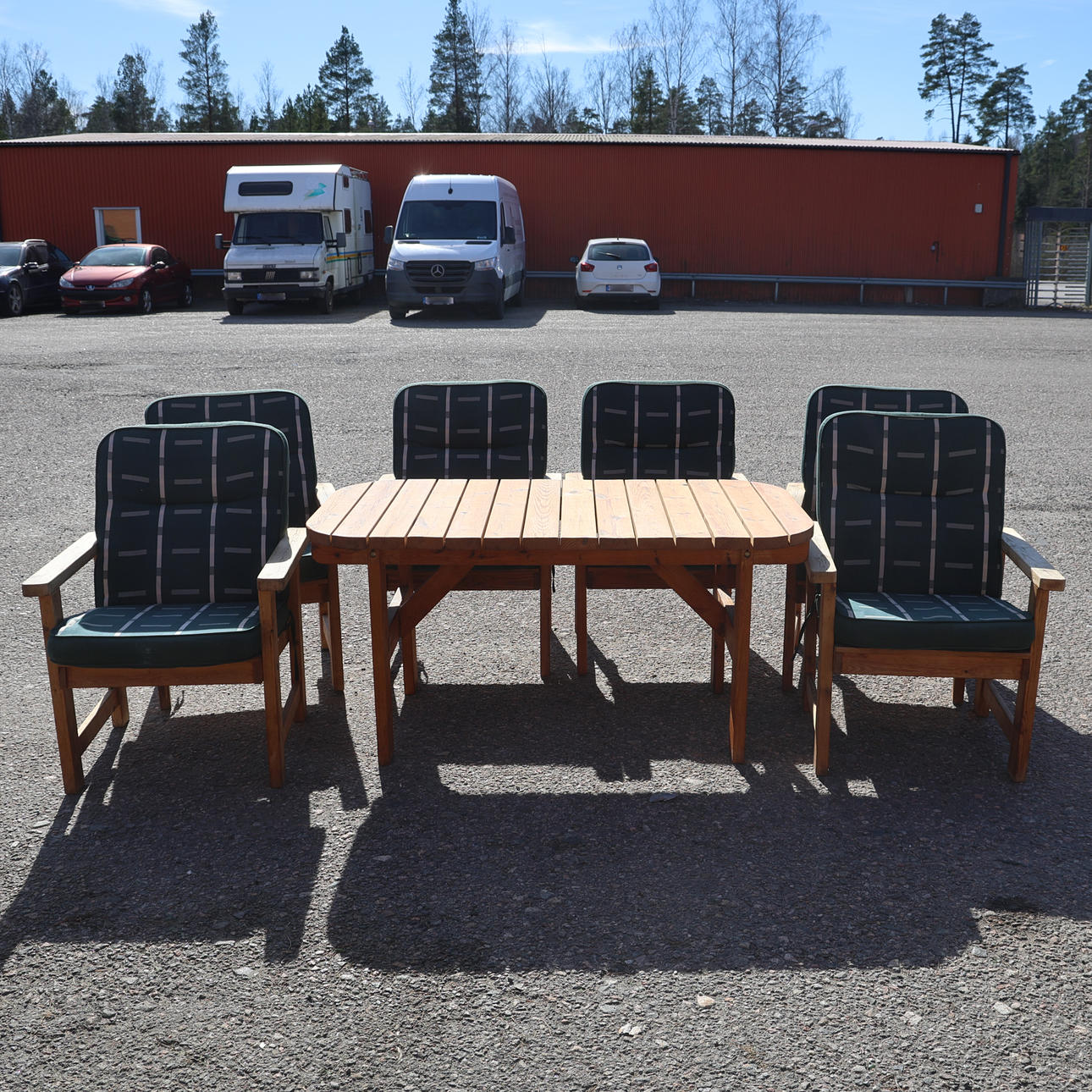 GARDEN GROUP with pads, 7 pieces, pine.