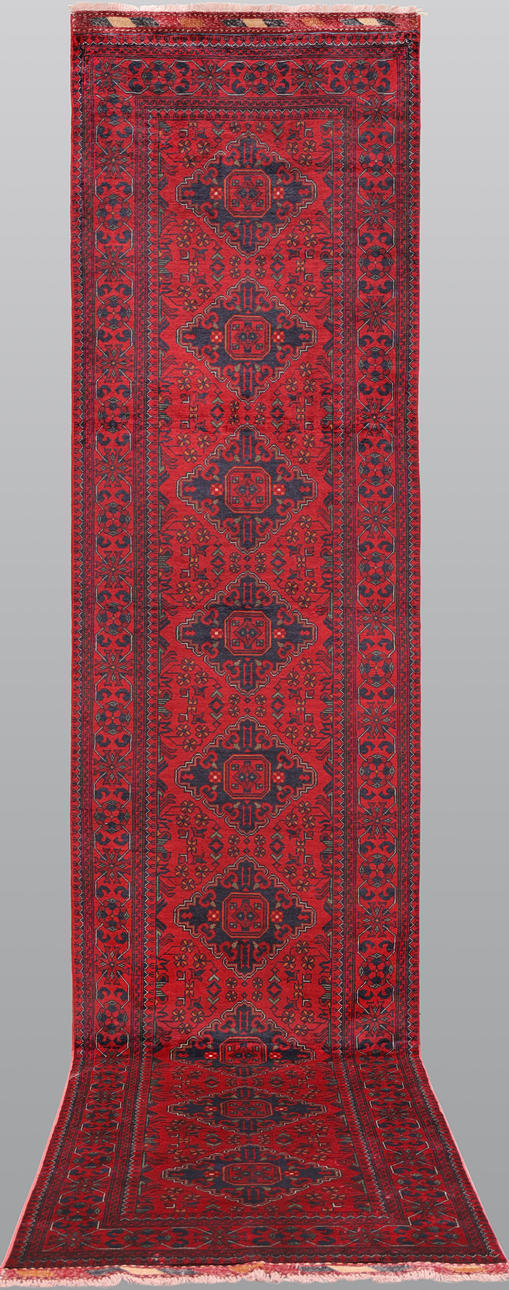 CARPET. Afghan gallery model, extra fine, 390 x 91 cm.