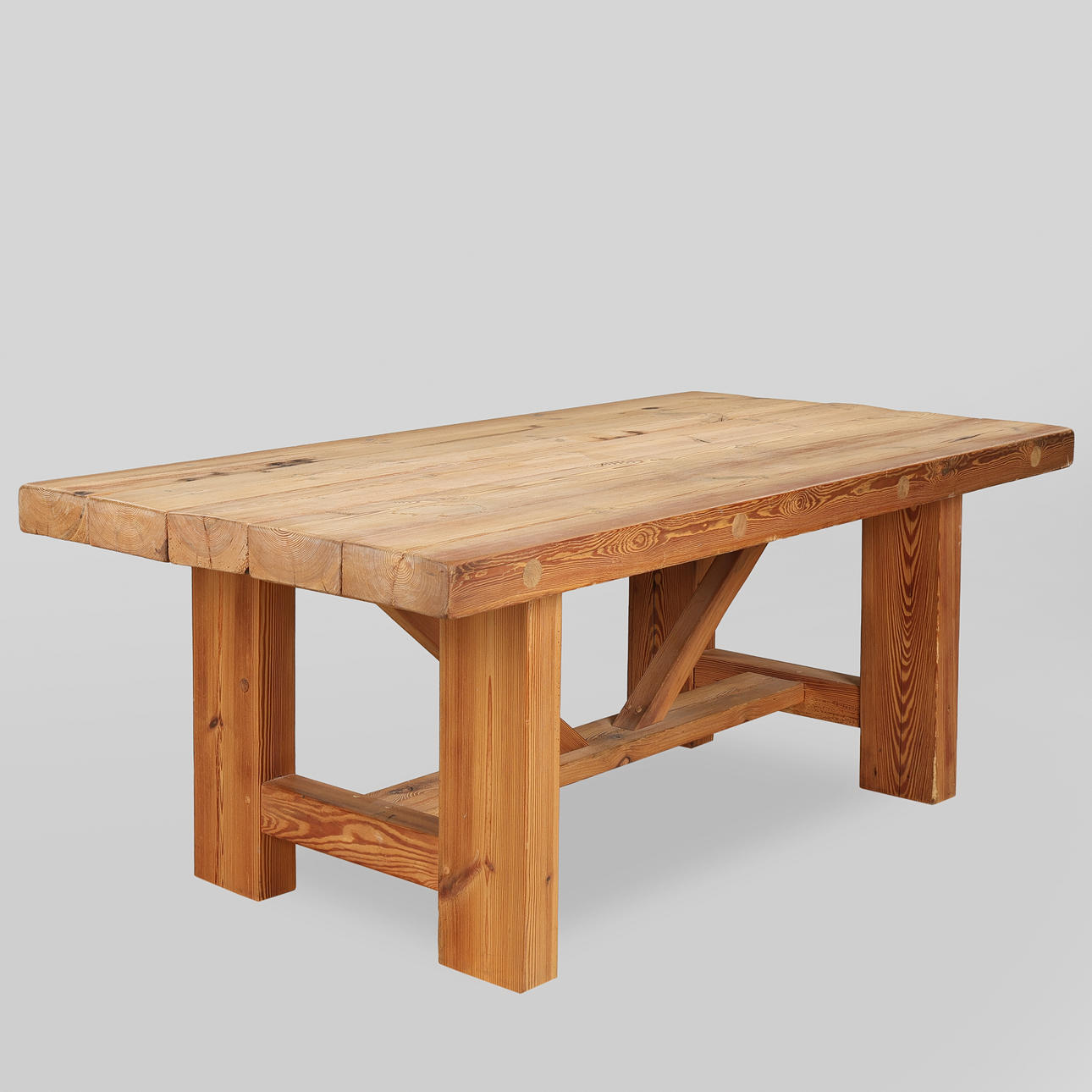 JENS LYNGSØE. Solid pine table, Denmark, 1980s.