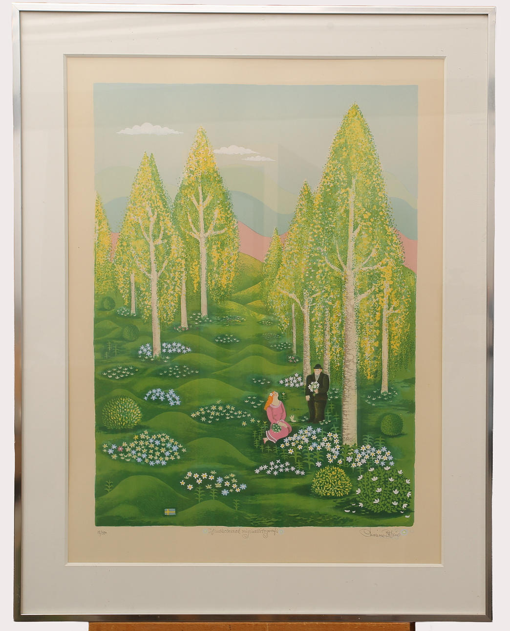 MARION BELIN. Hand coloured lithograph, “spring” numbered 18/390.
