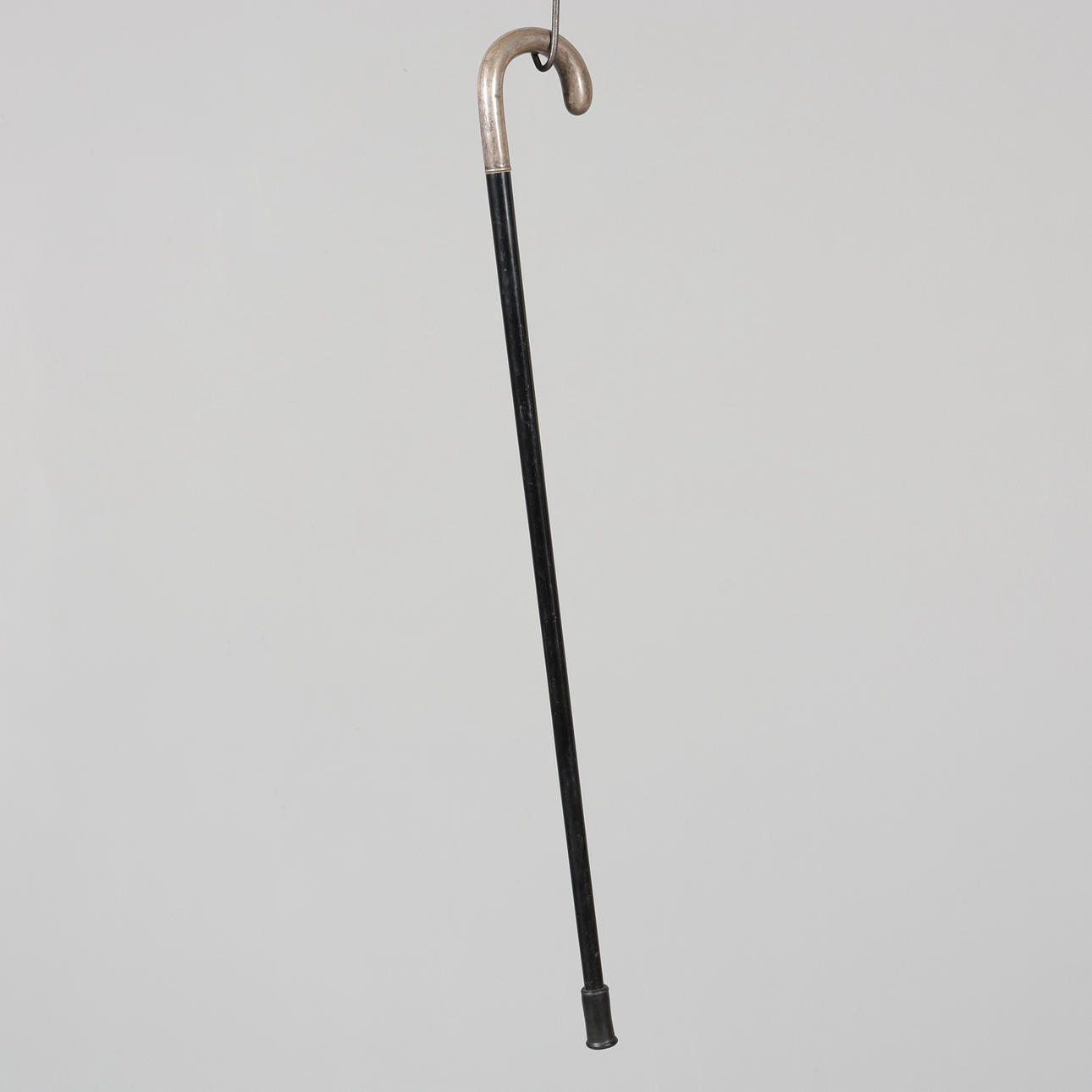 CANE WITH SILVER CRUTCH.